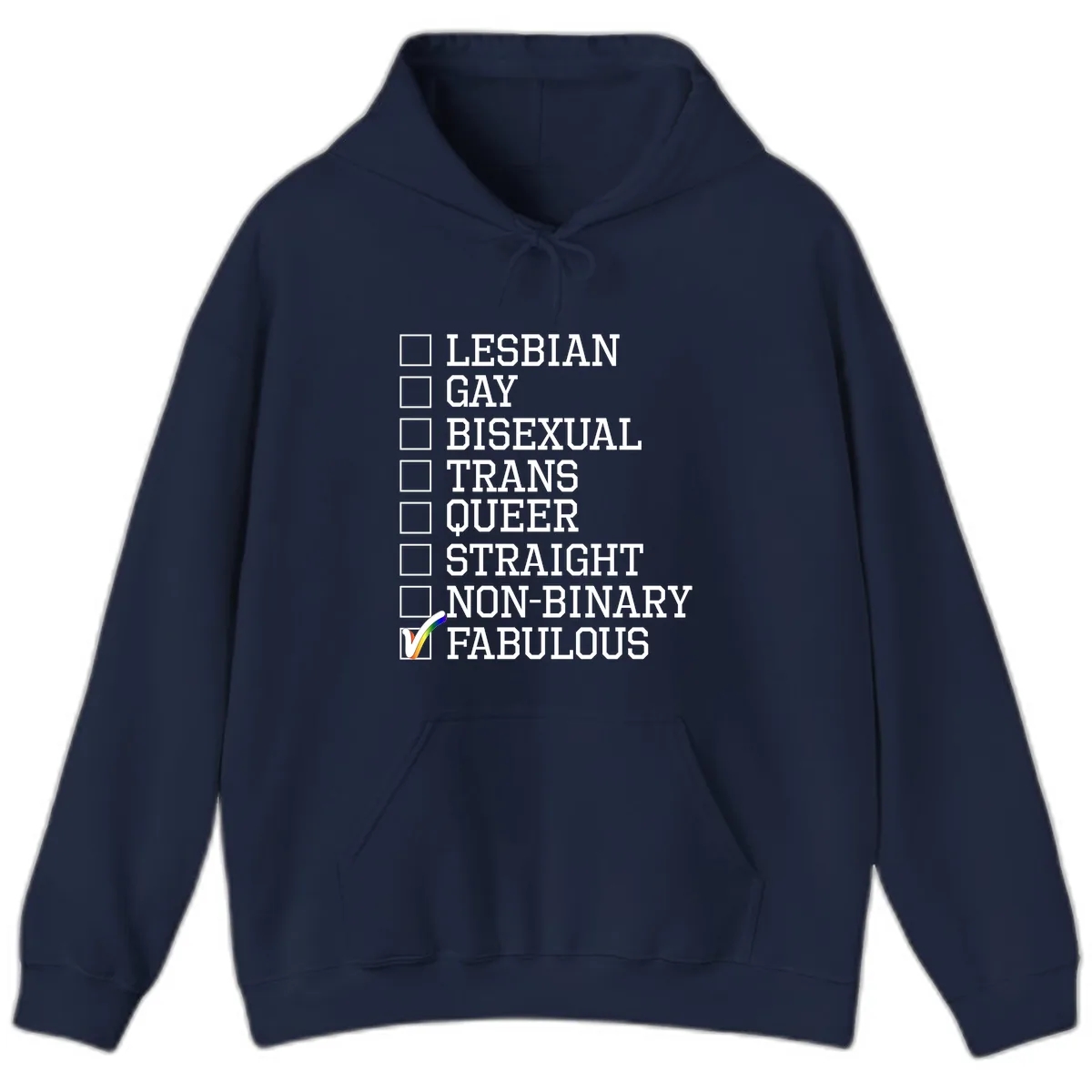 LGBTQ+ Pride Checklist Hoodie in Navy