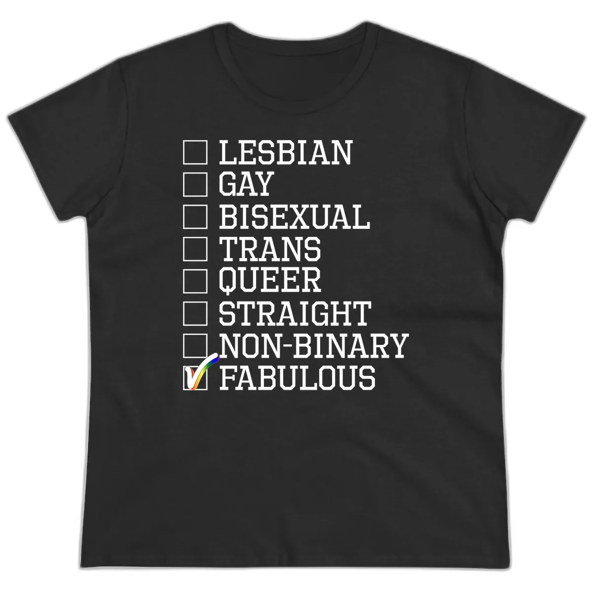LGBTQ+ Pride Checklist Ladies Tee in Black