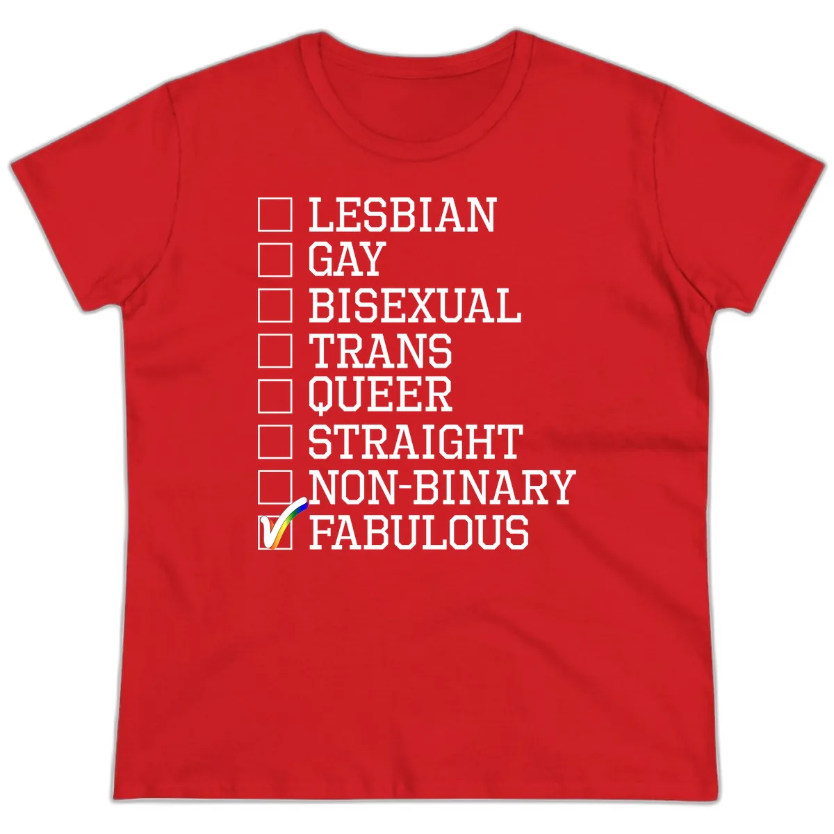 LGBTQ+ Pride Checklist Ladies Tee in Red
