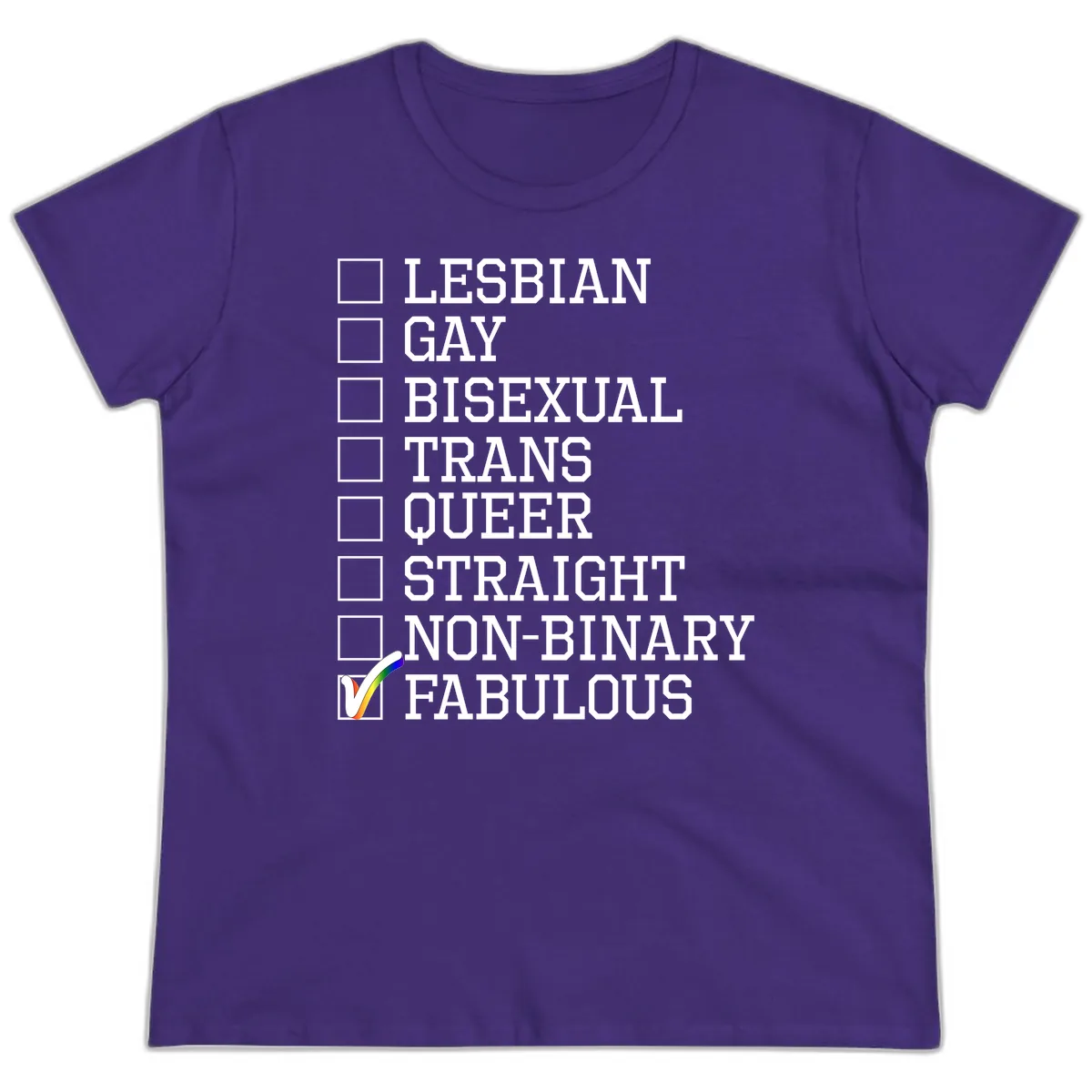 LGBTQ+ Pride Checklist Ladies Tee in Purple