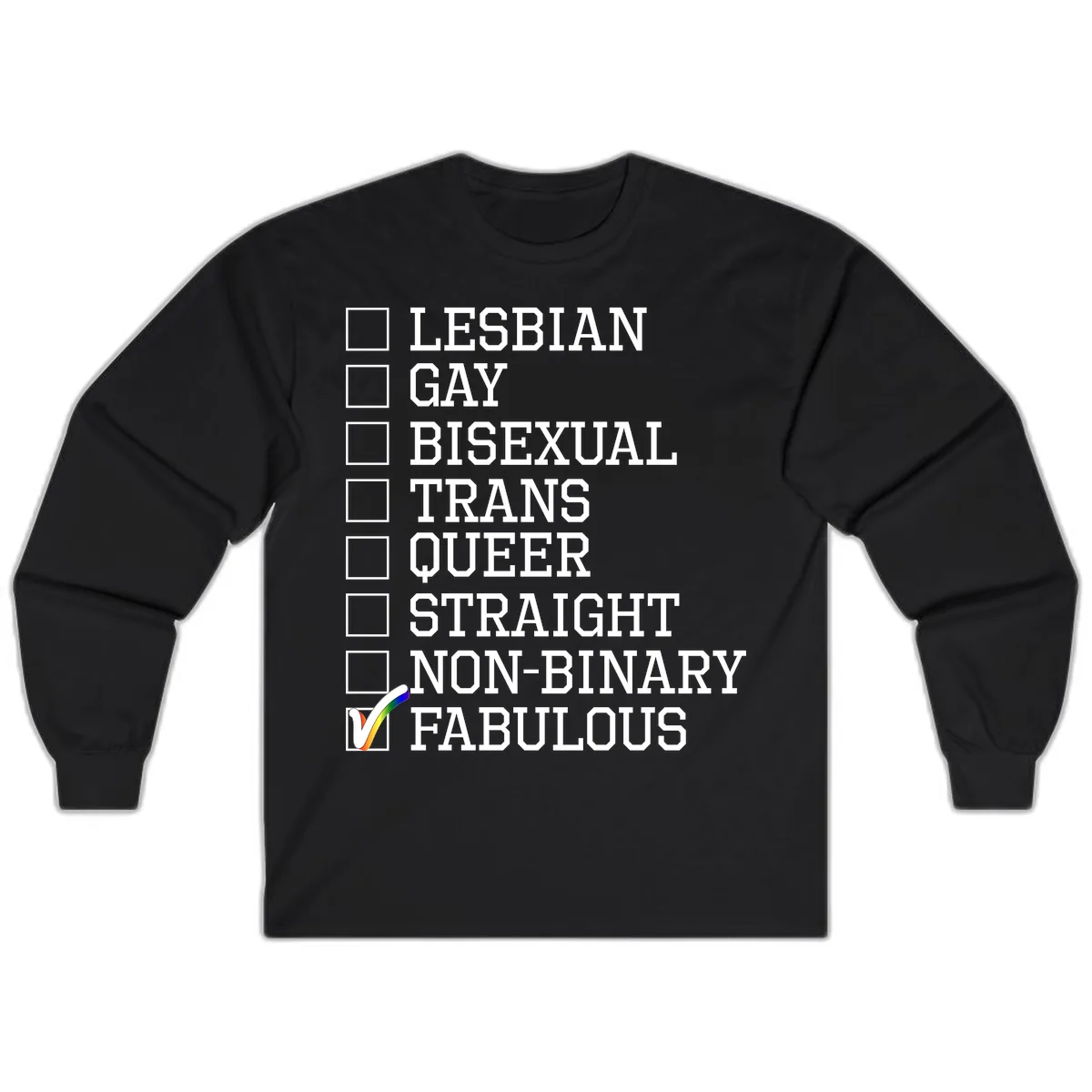 LGBTQ+ Pride Checklist Long Sleeve in Black