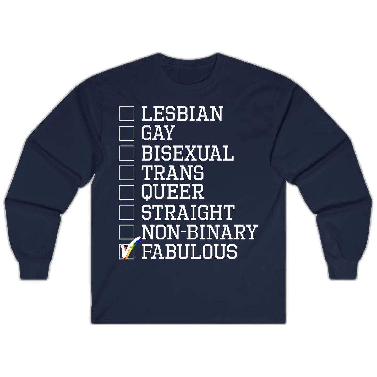 LGBTQ+ Pride Checklist Long Sleeve in Navy