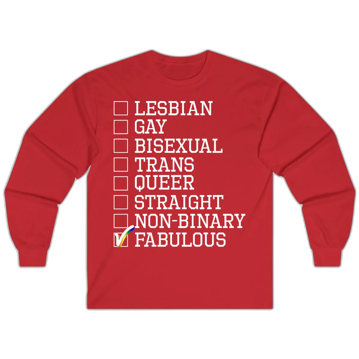 LGBTQ+ Pride Checklist Long Sleeve in Red