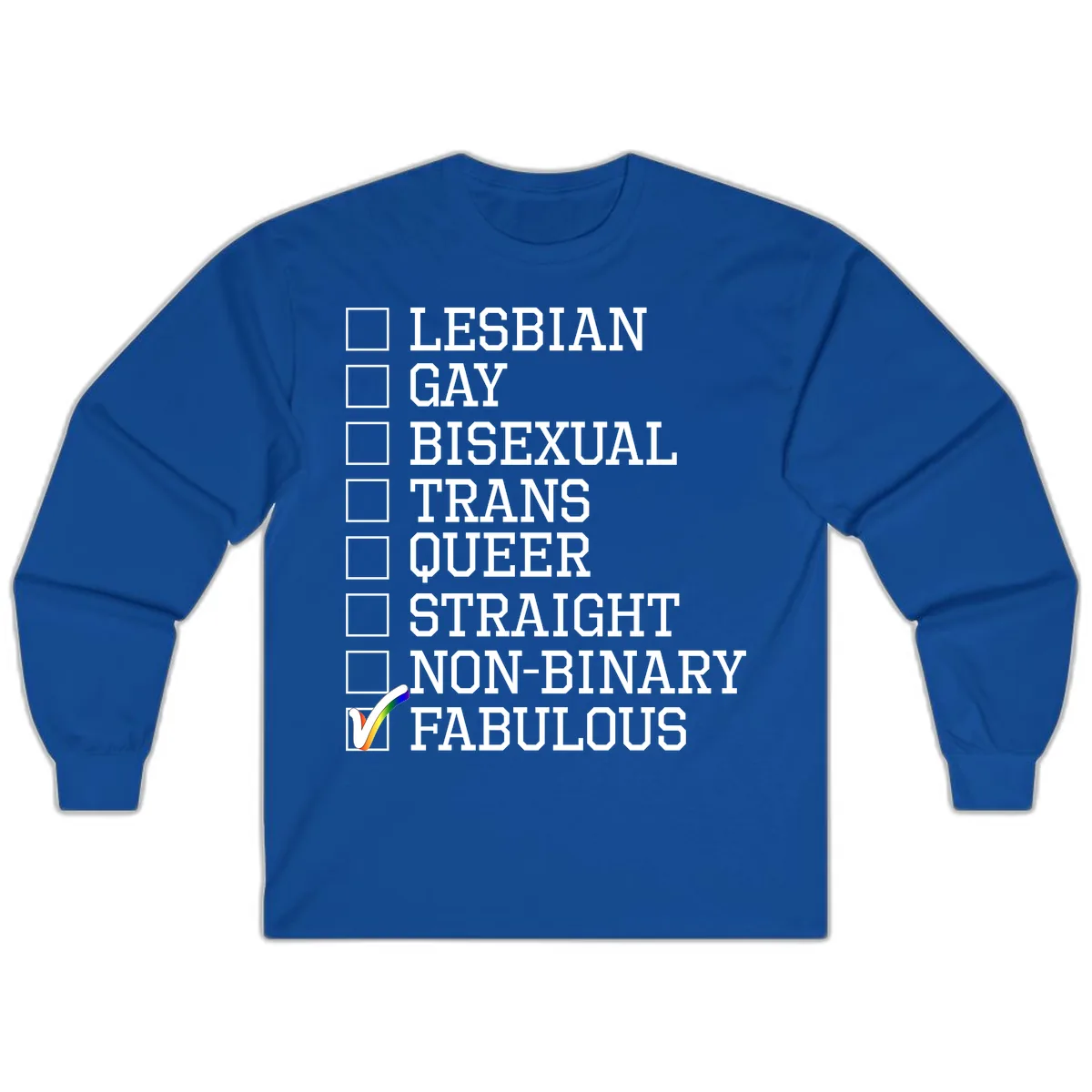 LGBTQ+ Pride Checklist Long Sleeve in Royal