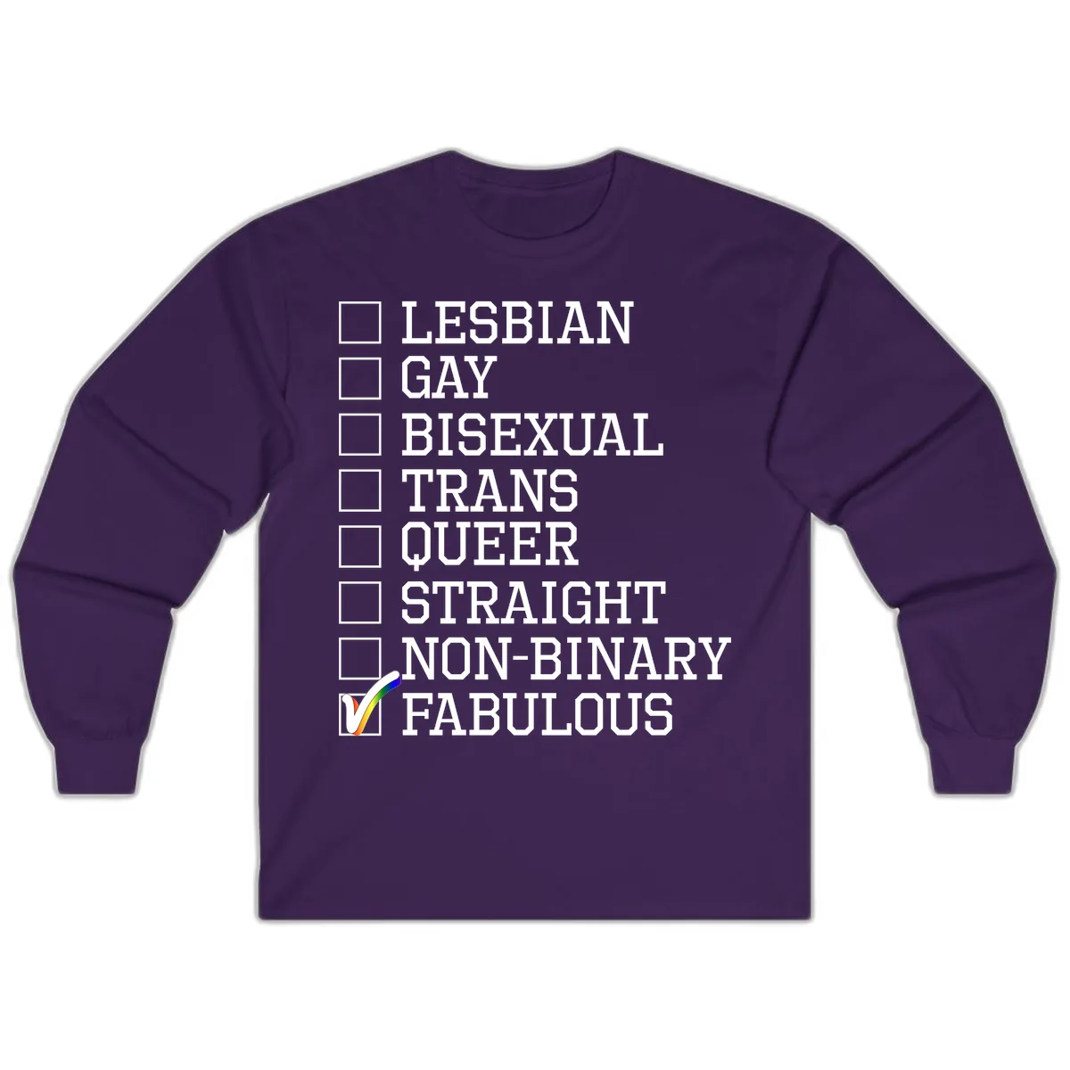 LGBTQ+ Pride Checklist Long Sleeve in Purple