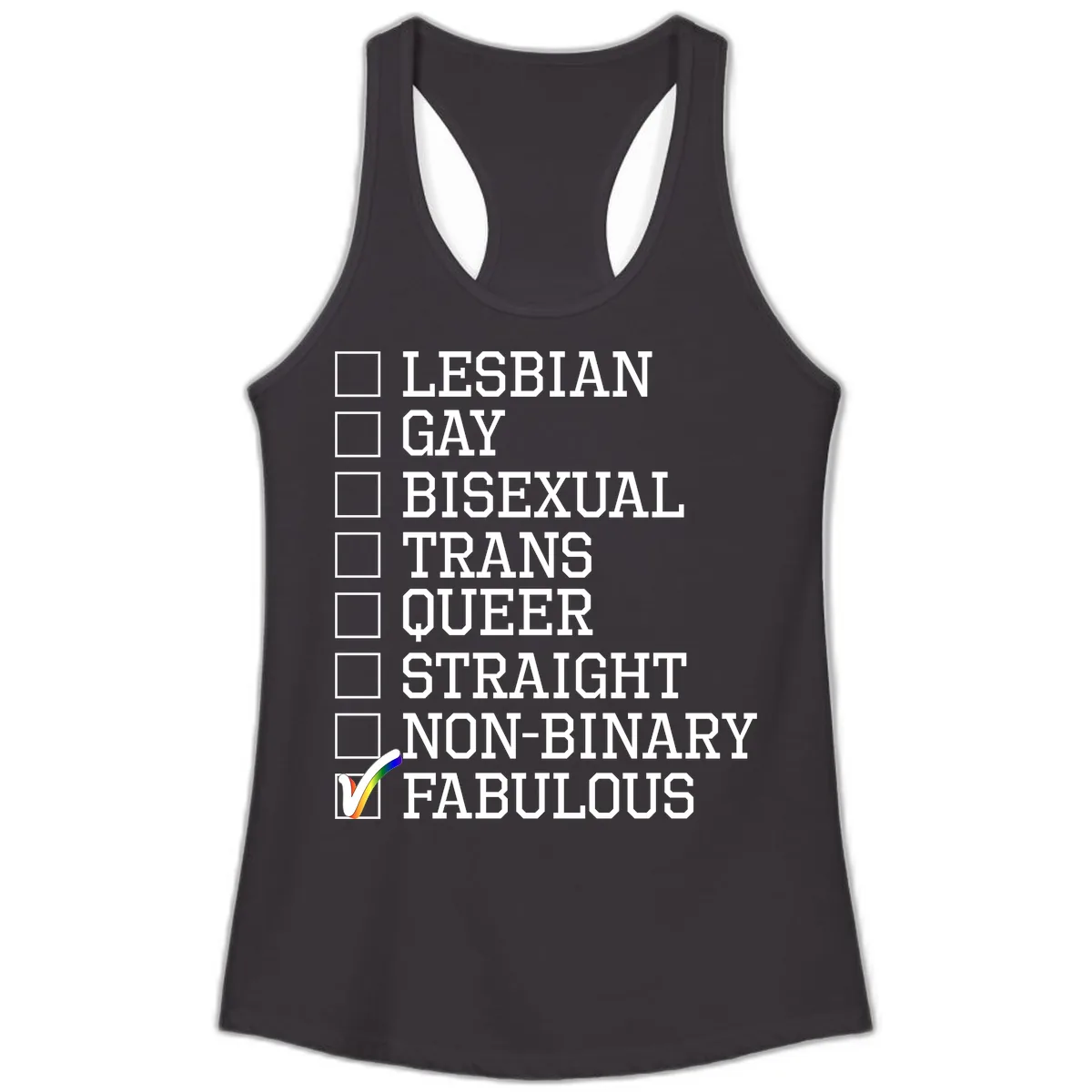 LGBTQ+ Pride Checklist Ladies Tank in Black
