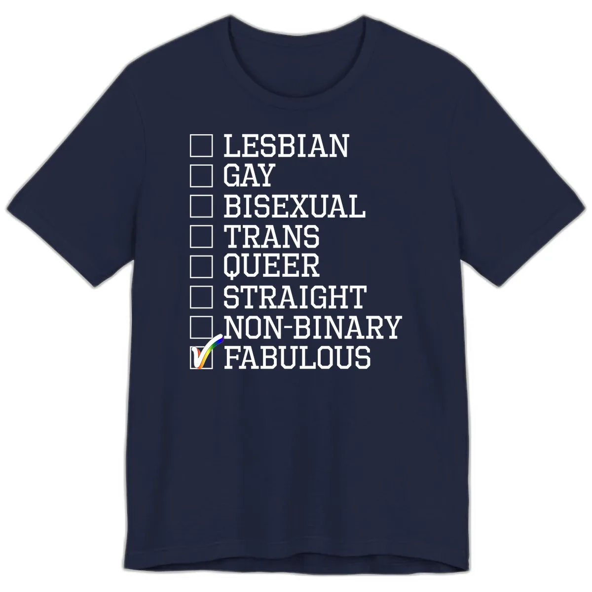 LGBTQ+ Pride Checklist Premium T-Shirt in Navy