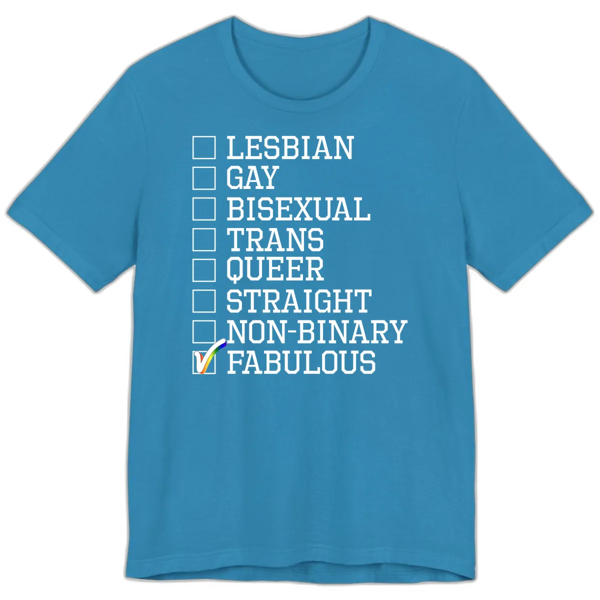 LGBTQ+ Pride Checklist Premium T-Shirt in Aqua