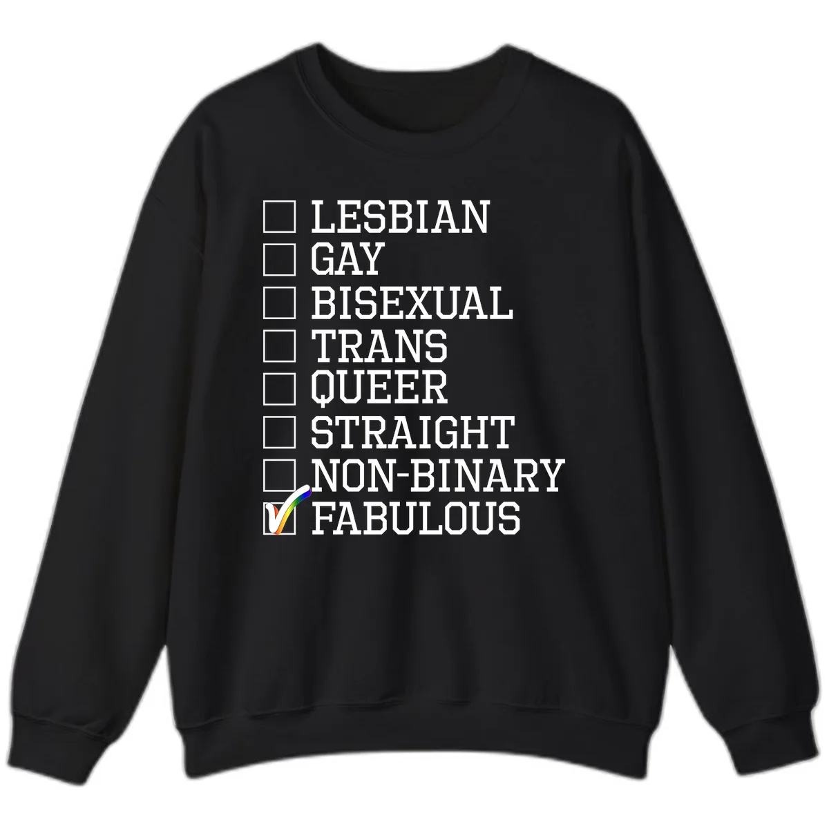 LGBTQ+ Pride Checklist Sweatshirt in Black