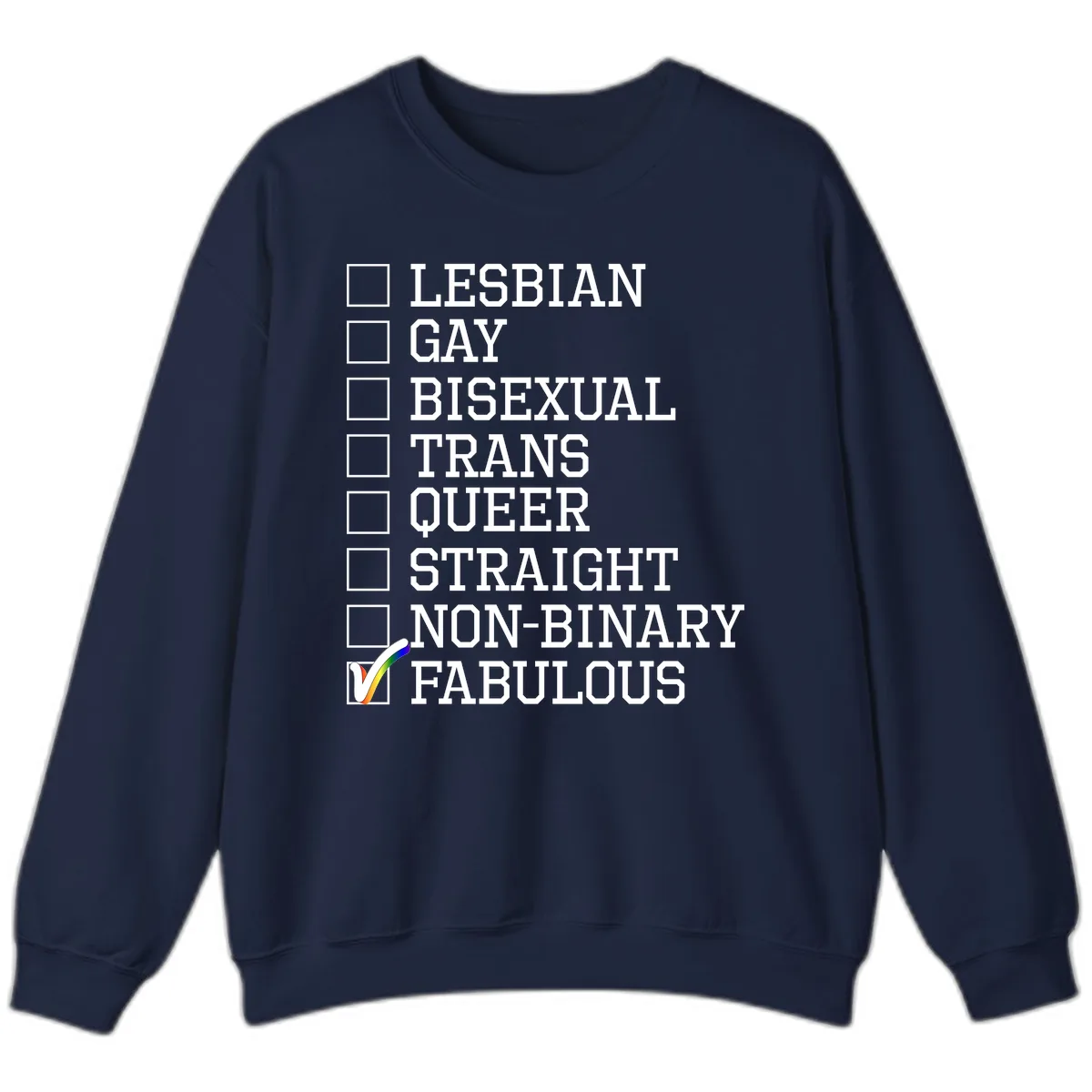 LGBTQ+ Pride Checklist Sweatshirt in Navy