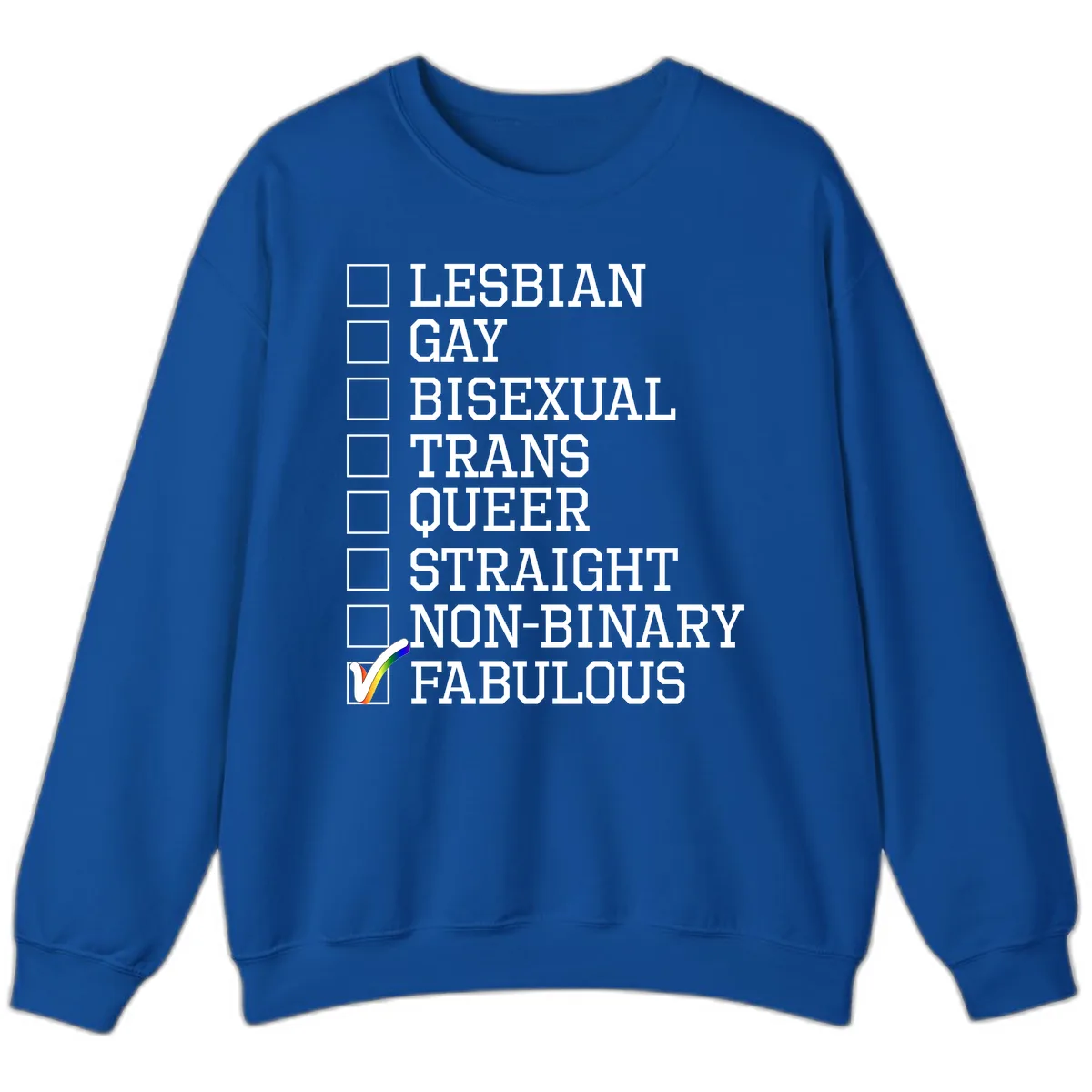 LGBTQ+ Pride Checklist Sweatshirt in Royal