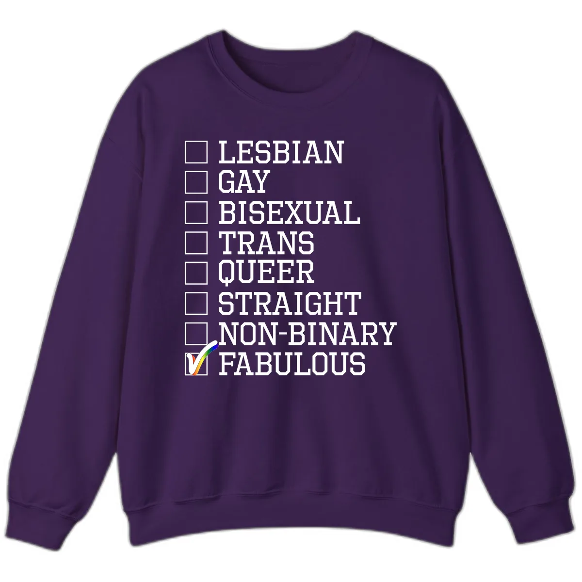 LGBTQ+ Pride Checklist Sweatshirt in Purple