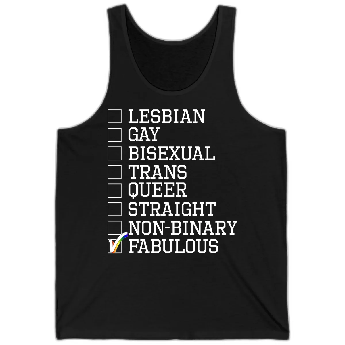 LGBTQ+ Pride Checklist Tank in Black