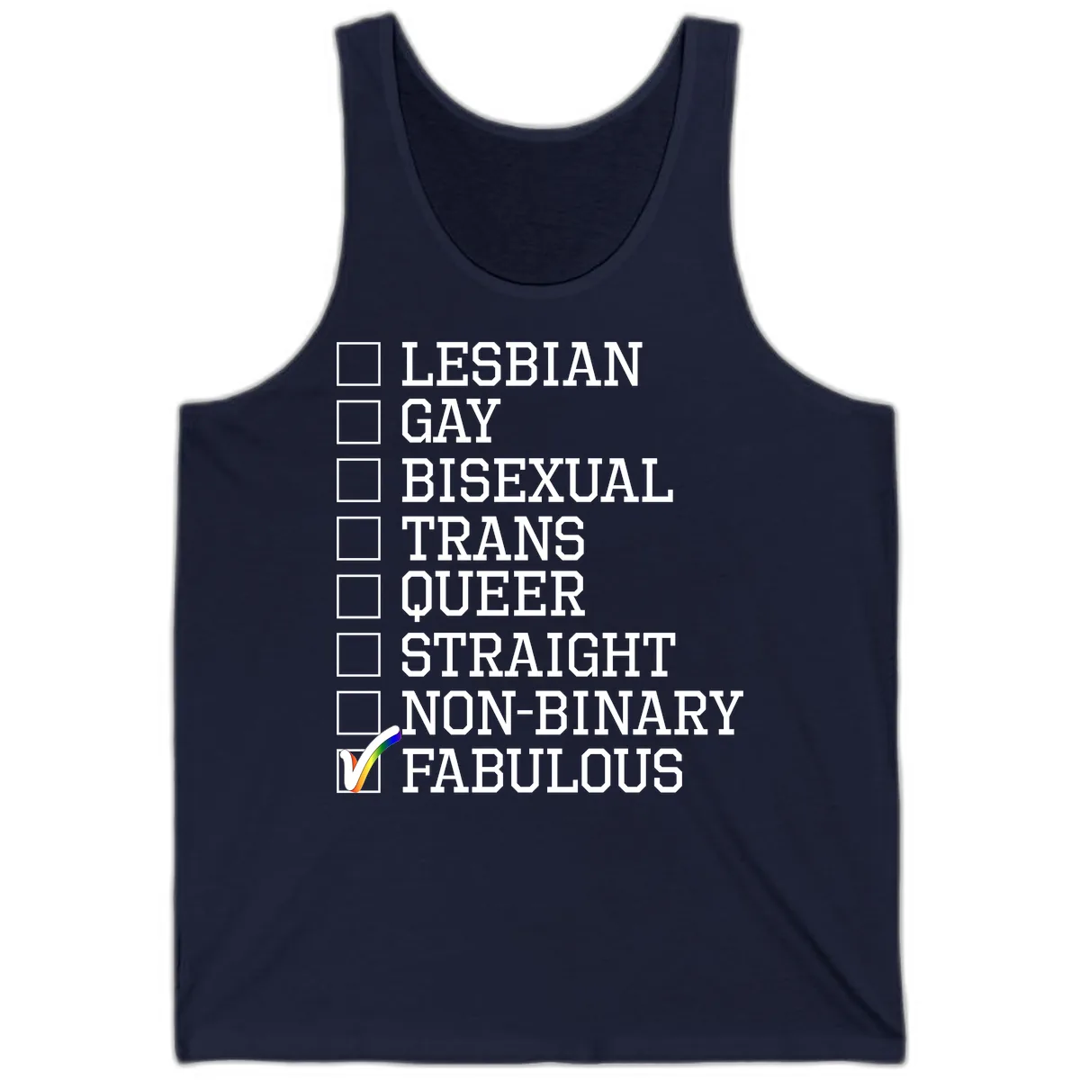 LGBTQ+ Pride Checklist Tank in Navy