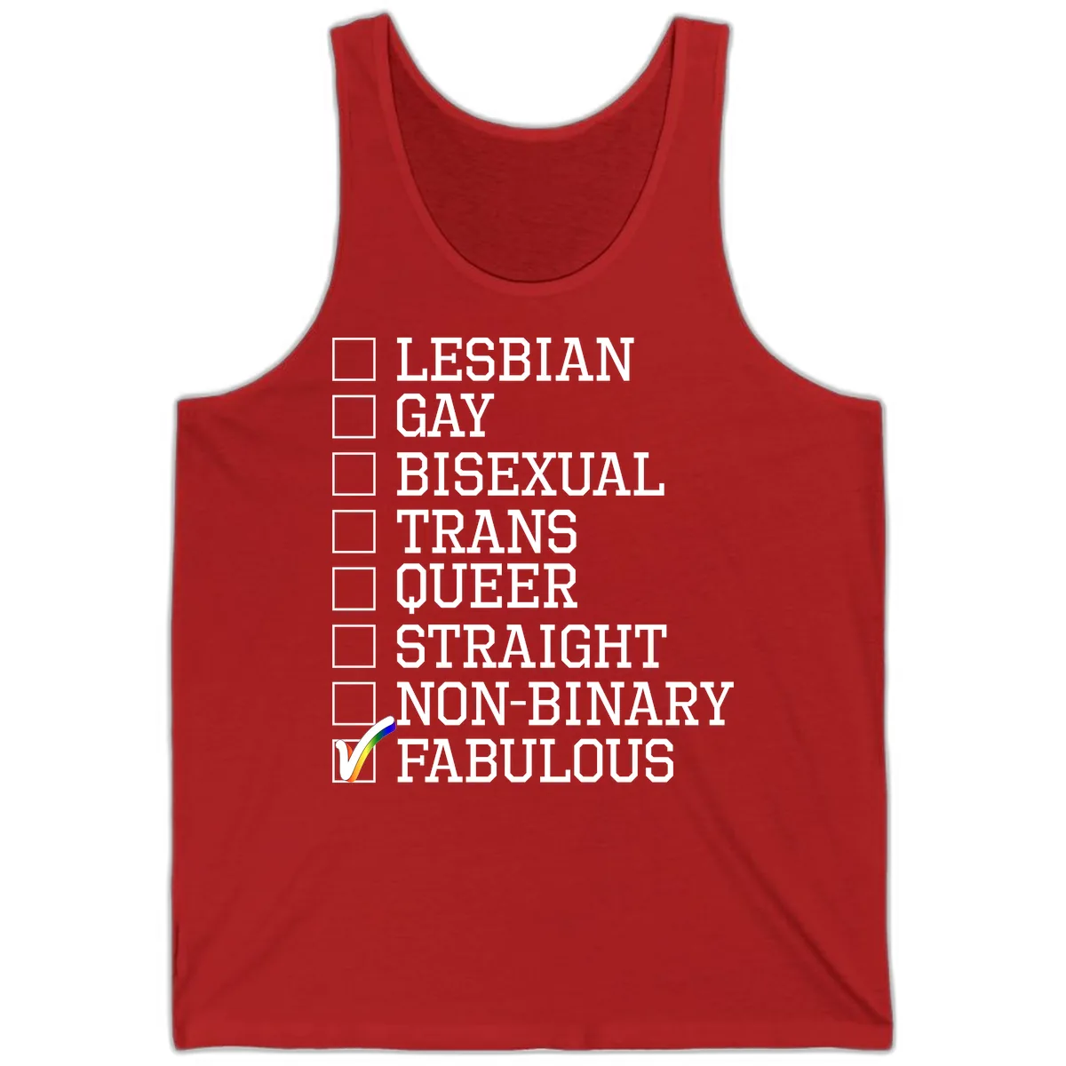 LGBTQ+ Pride Checklist Tank in Red