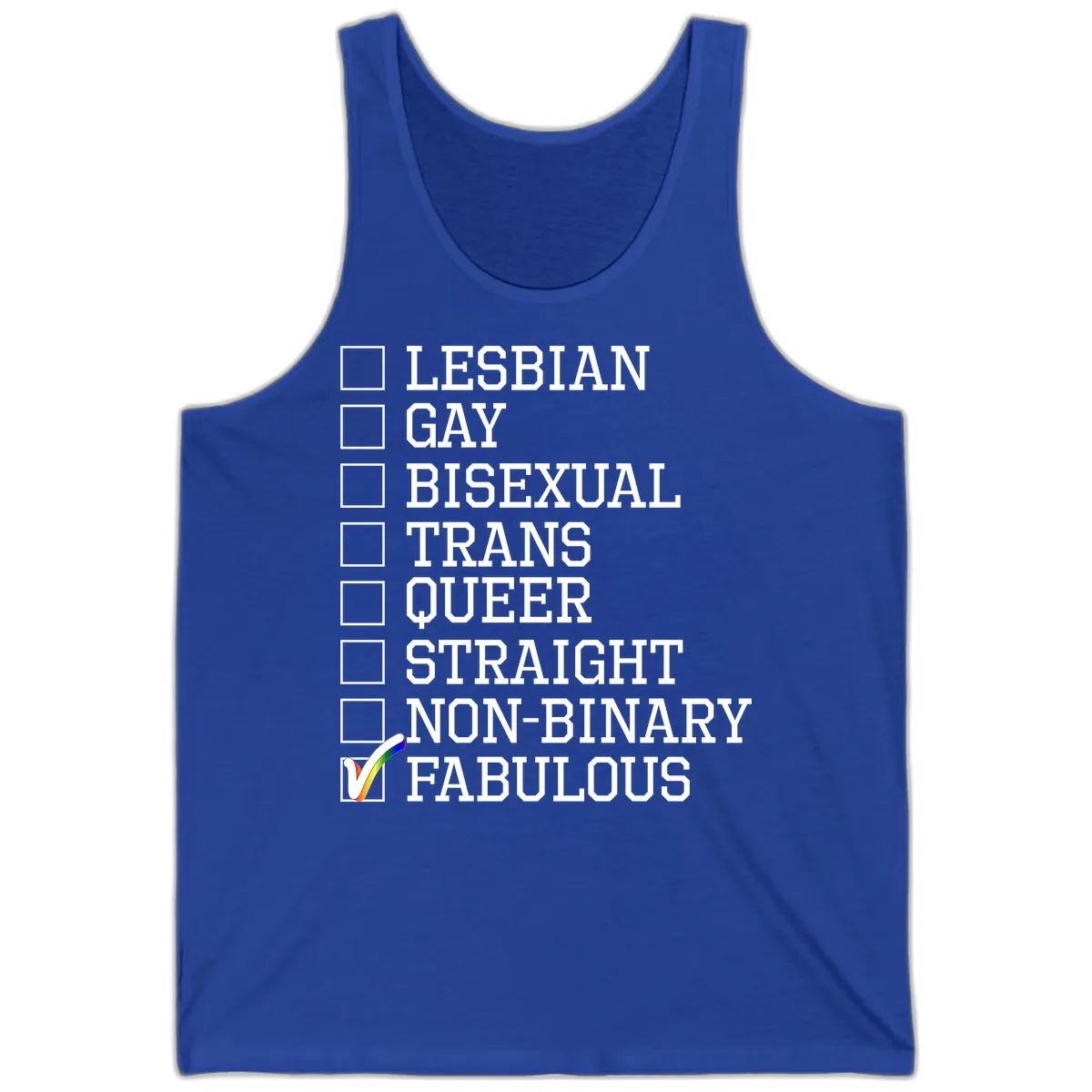 LGBTQ+ Pride Checklist Tank in True Royal