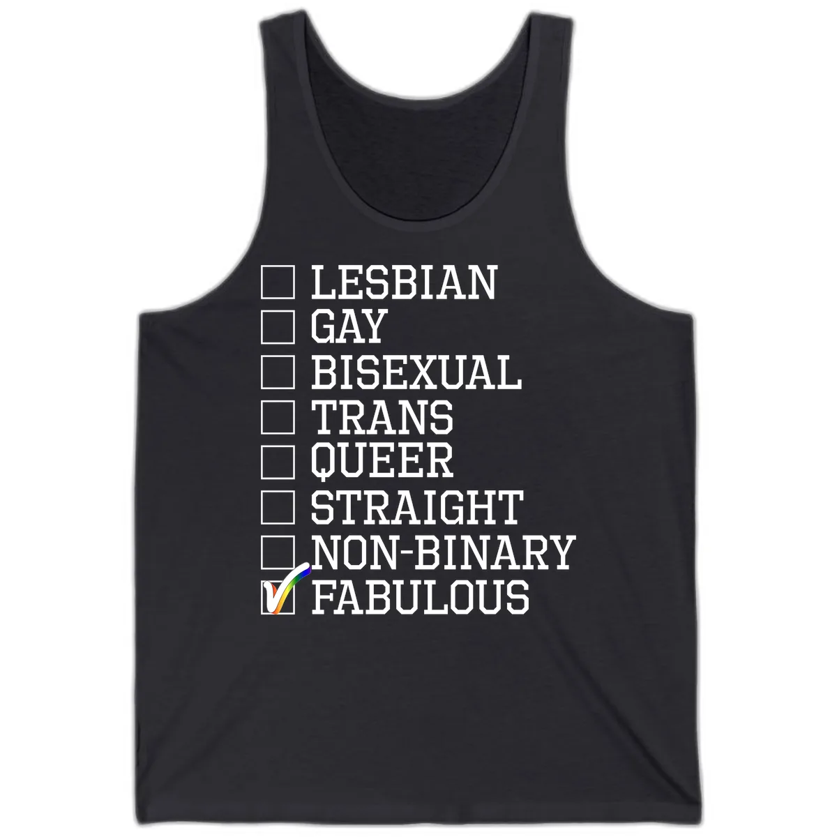 LGBTQ+ Pride Checklist Tank in Dark Grey