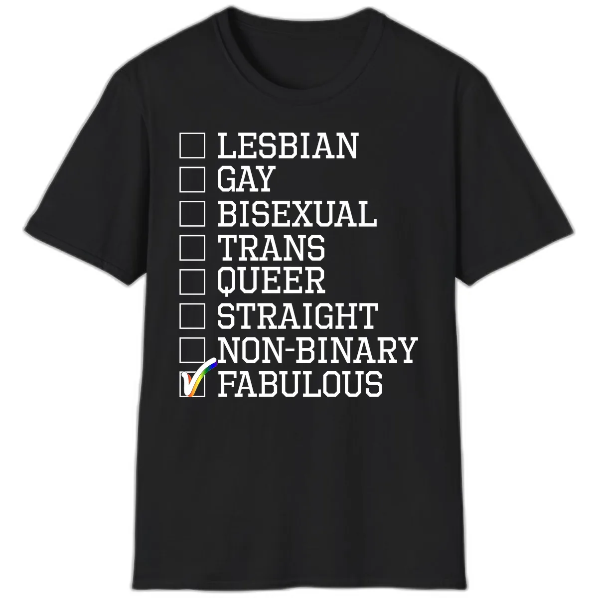 LGBTQ+ Pride Checklist T-Shirt in Black