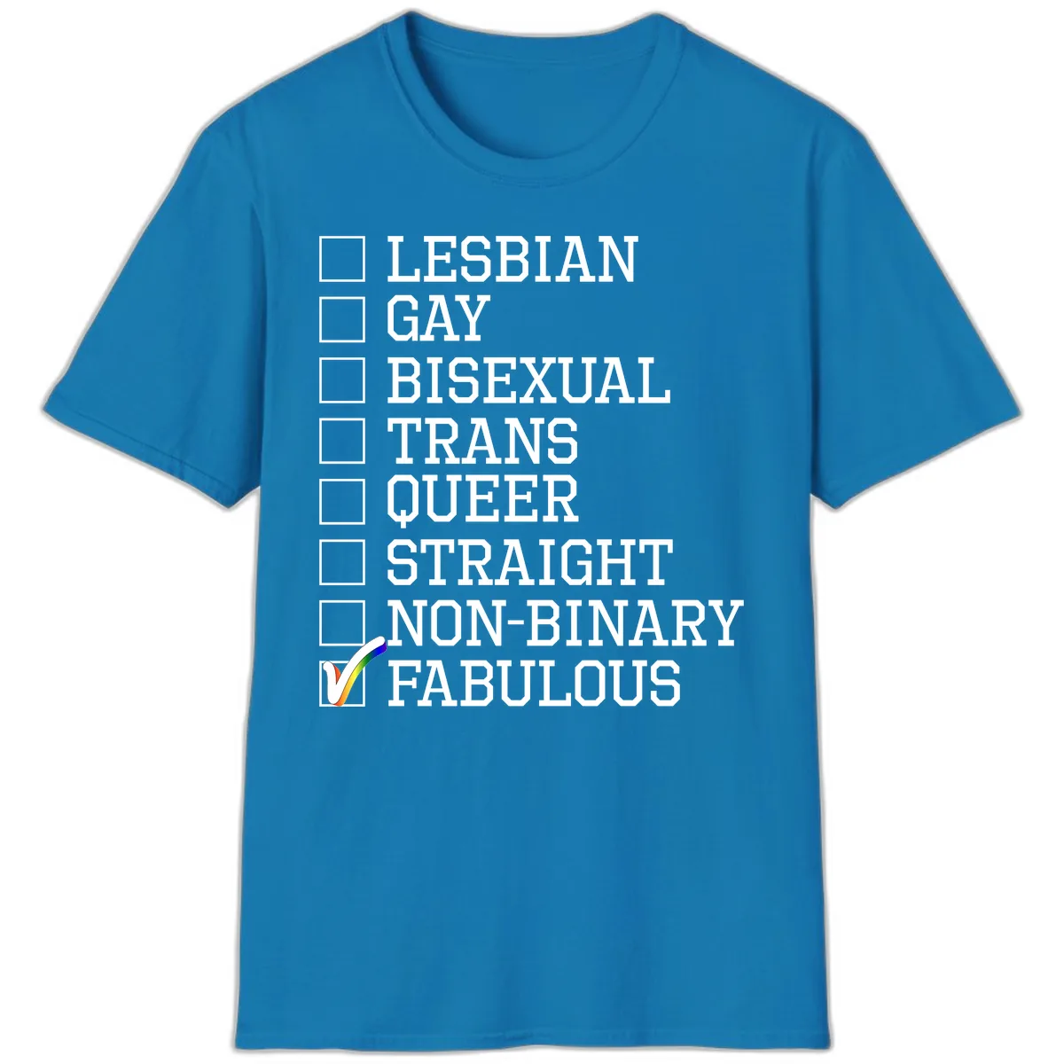 LGBTQ+ Pride Checklist T-Shirt in Sapphire
