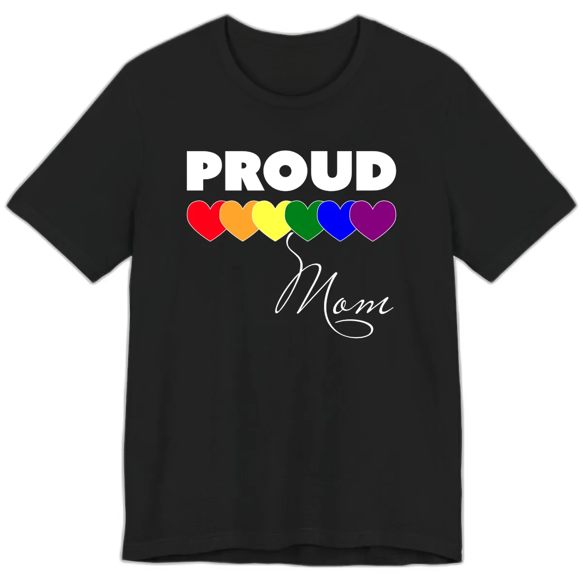Proud Mom Rainbow Hearts Premium T-Shirt in Black