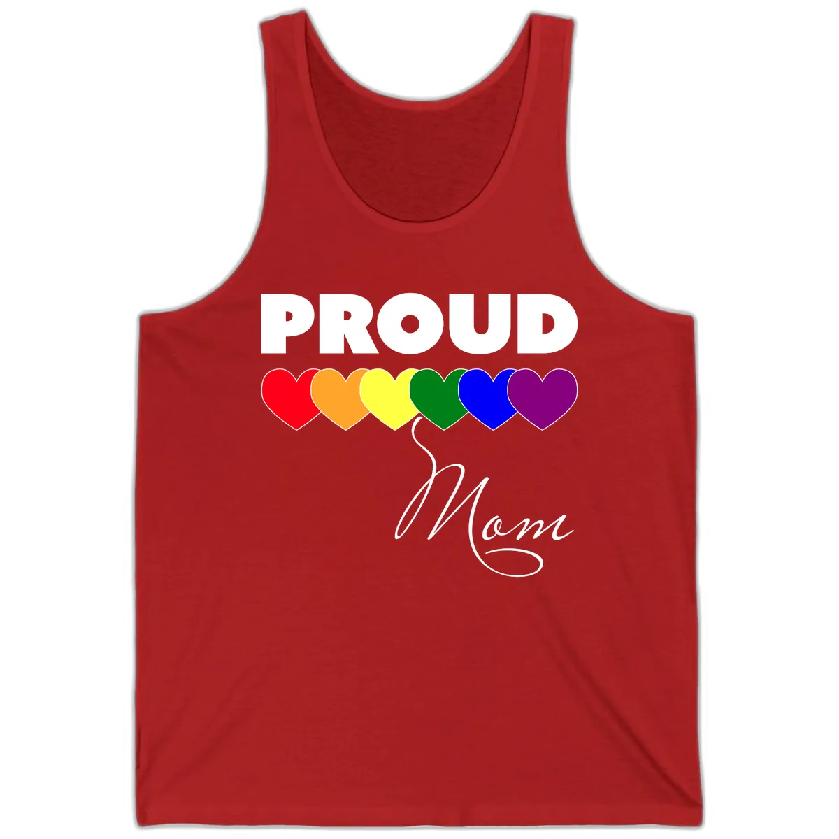 Proud Mom Rainbow Hearts Tank in Red