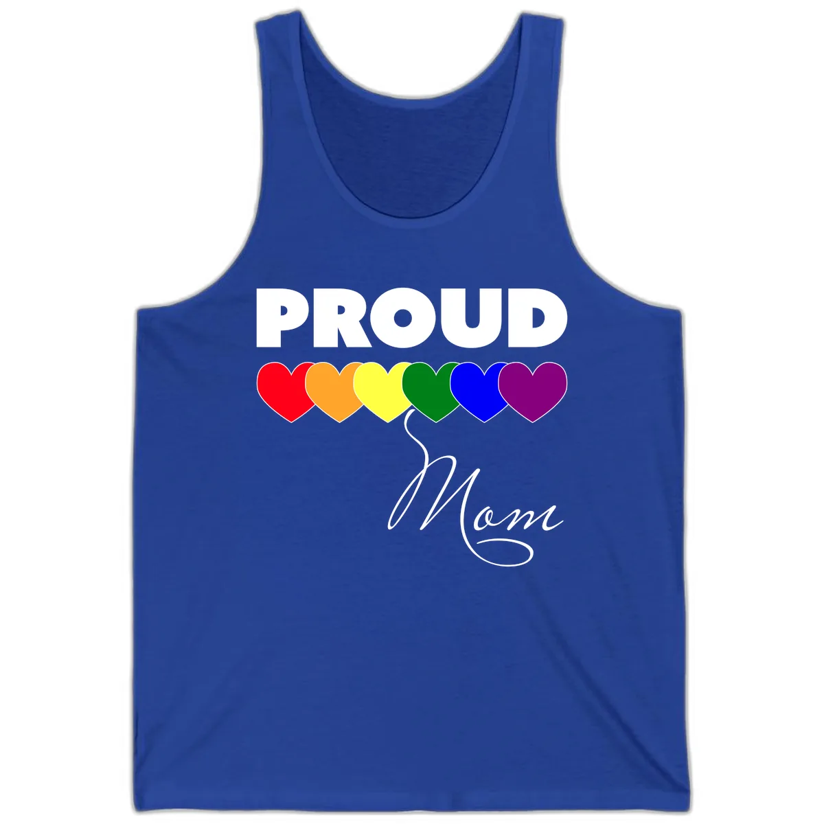 Proud Mom Rainbow Hearts Tank in True Royal