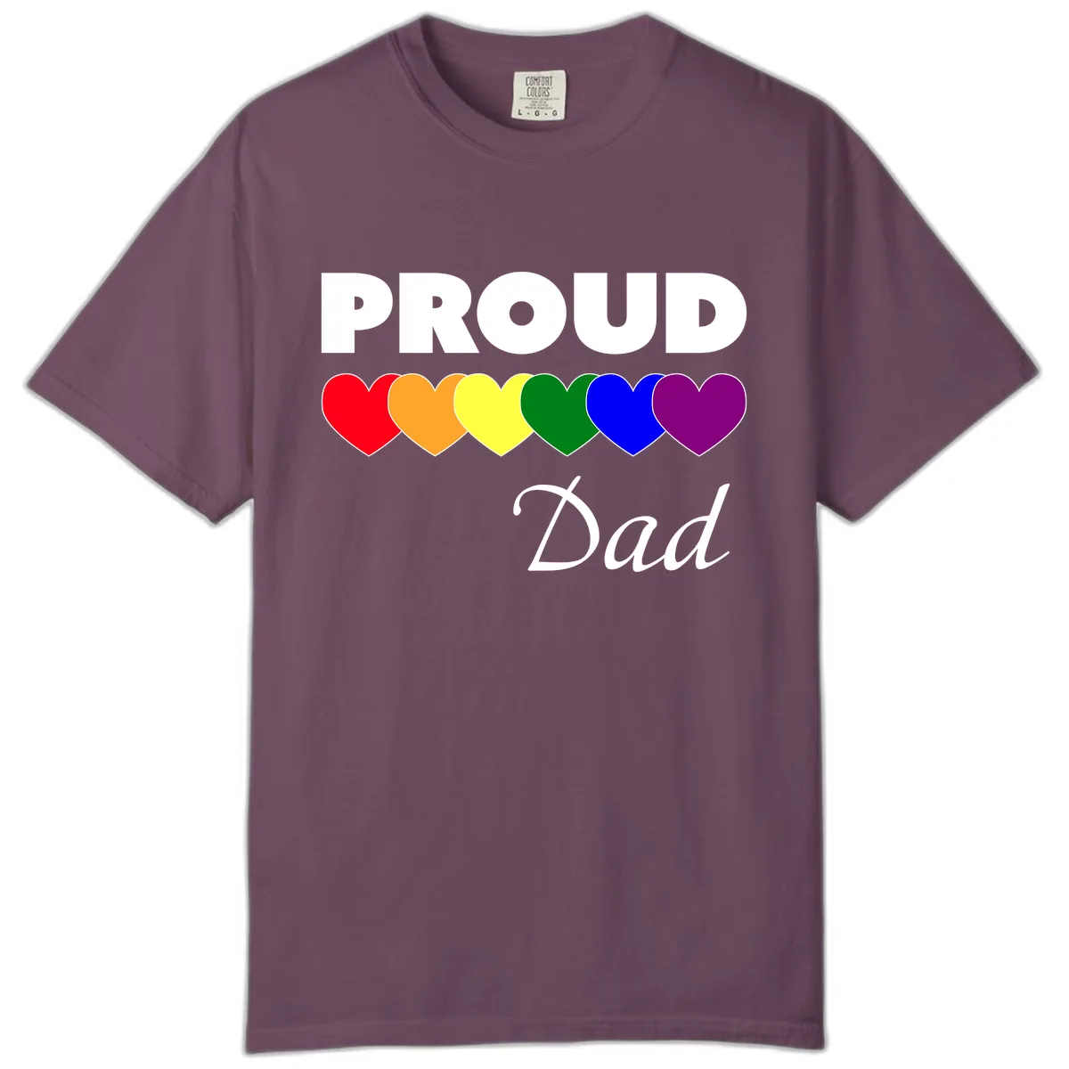 Proud Dad Rainbow Hearts Comfort Color in Berry