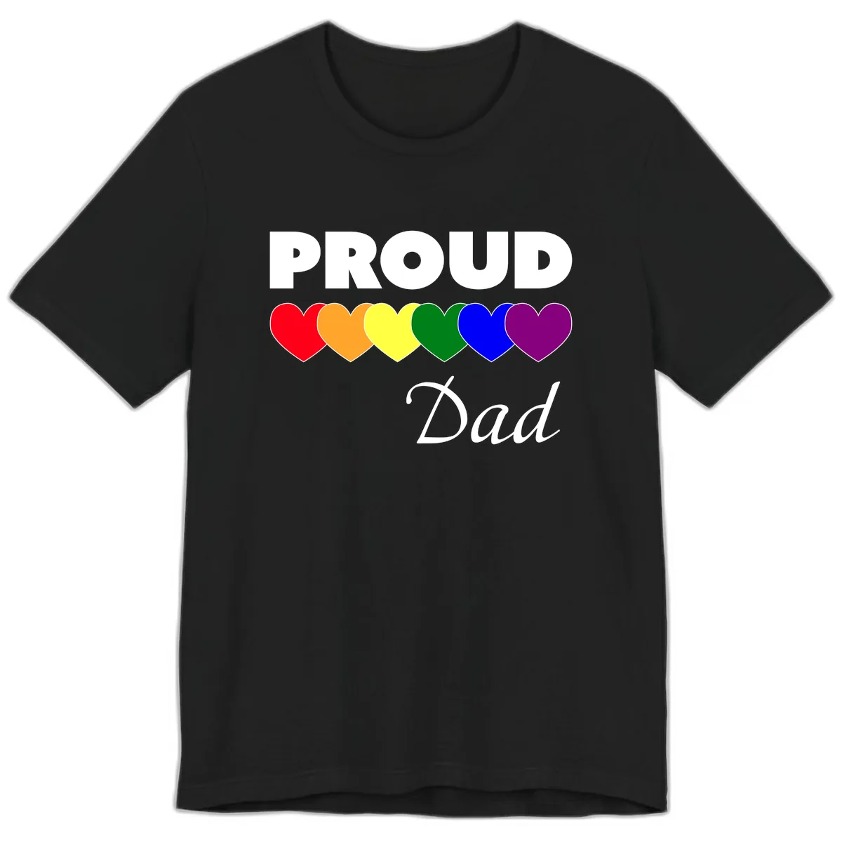 Proud Dad Rainbow Hearts Premium T-Shirt in Black