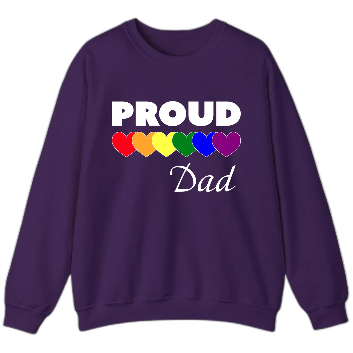 Proud Dad Rainbow Hearts Sweatshirt in Purple