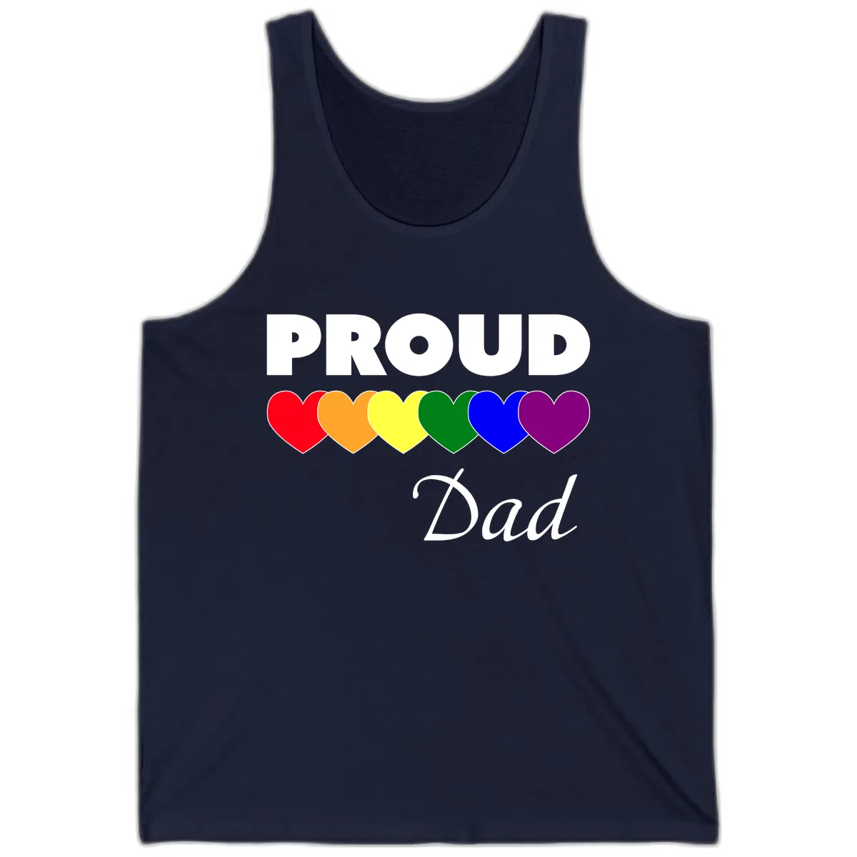 Proud Dad Rainbow Hearts Tank in Navy