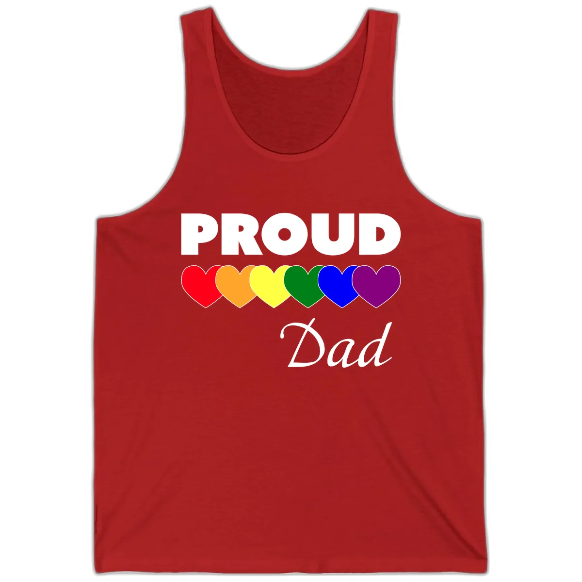 Proud Dad Rainbow Hearts Tank in Red