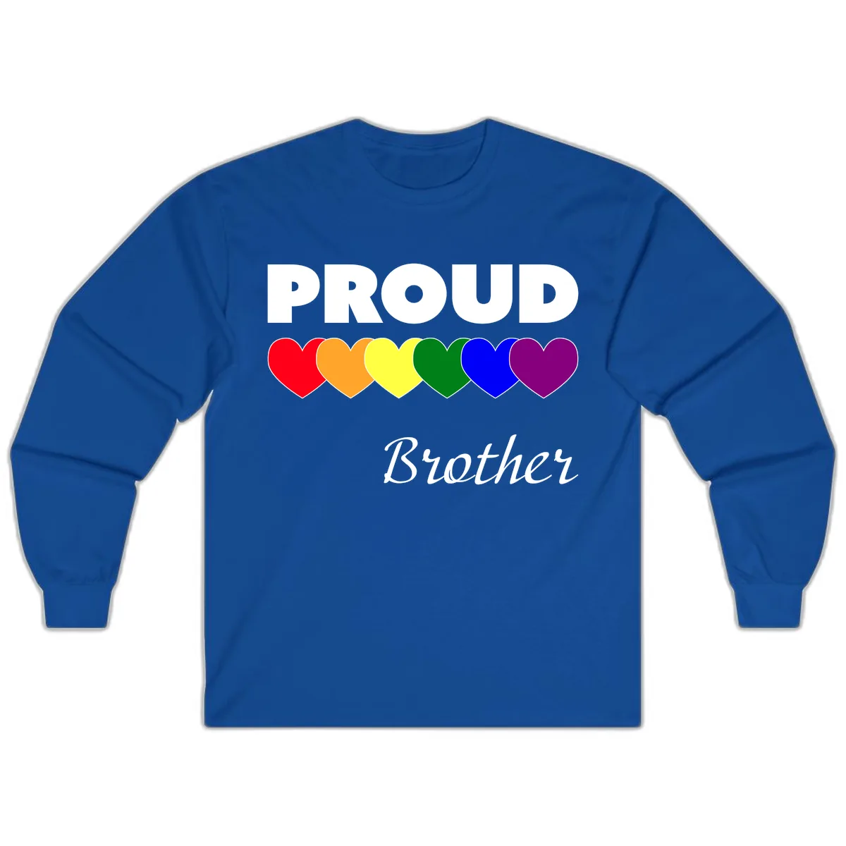 Proud Brother Rainbow Hearts Long Sleeve in Royal