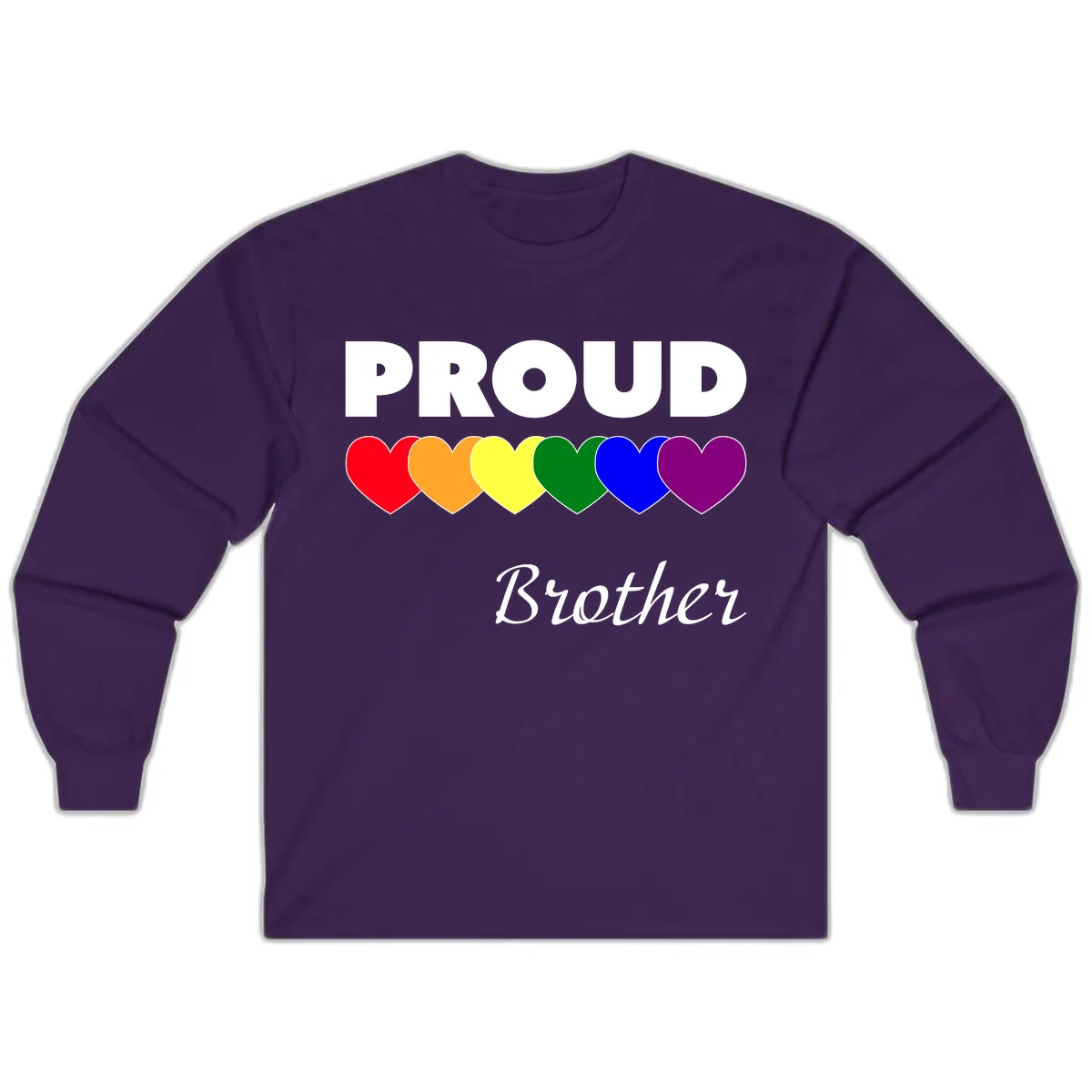 Proud Brother Rainbow Hearts Long Sleeve in Purple