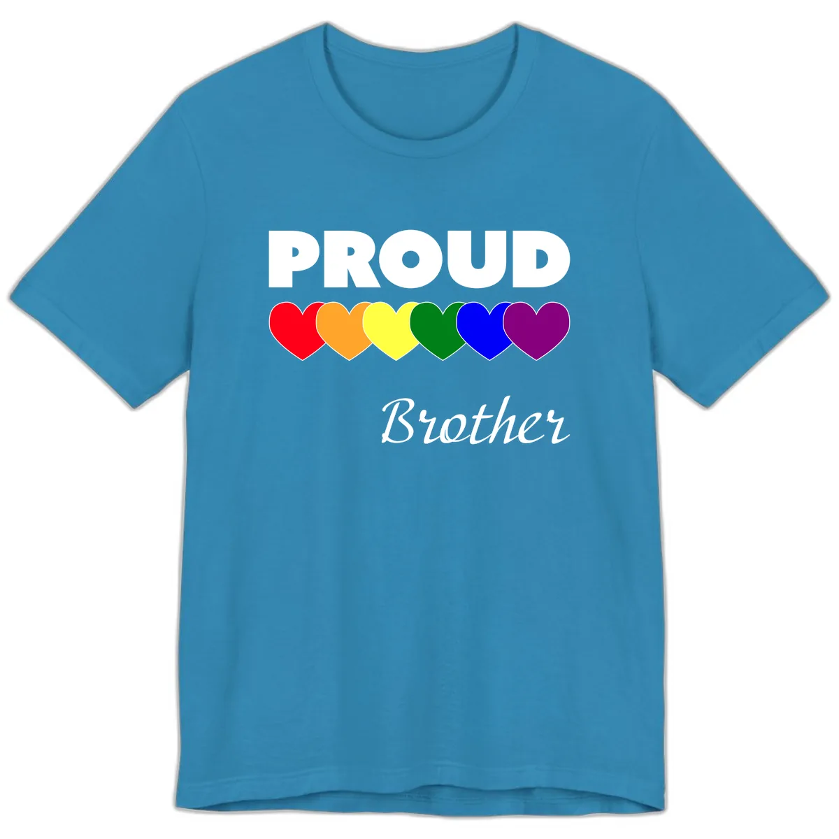 Proud Brother Rainbow Hearts Premium T-Shirt in Aqua