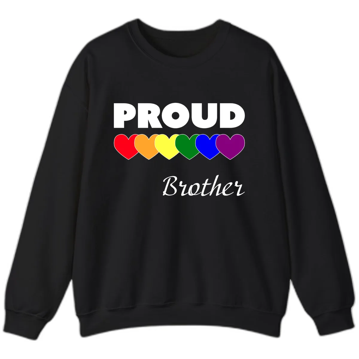 Proud Brother Rainbow Hearts Sweatshirt in Black