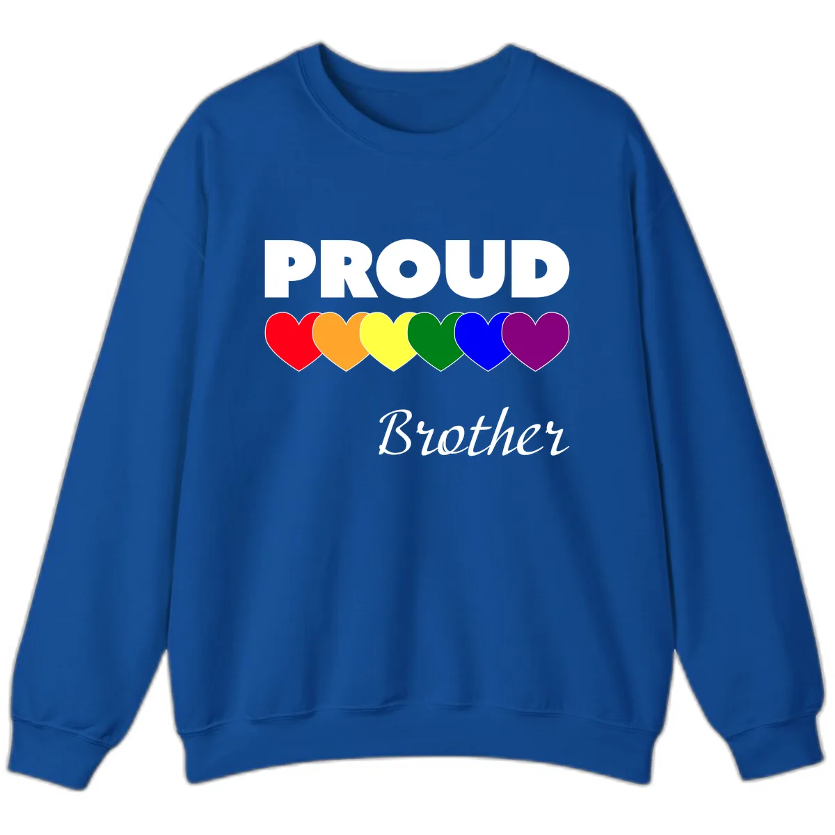 Proud Brother Rainbow Hearts Sweatshirt in Royal