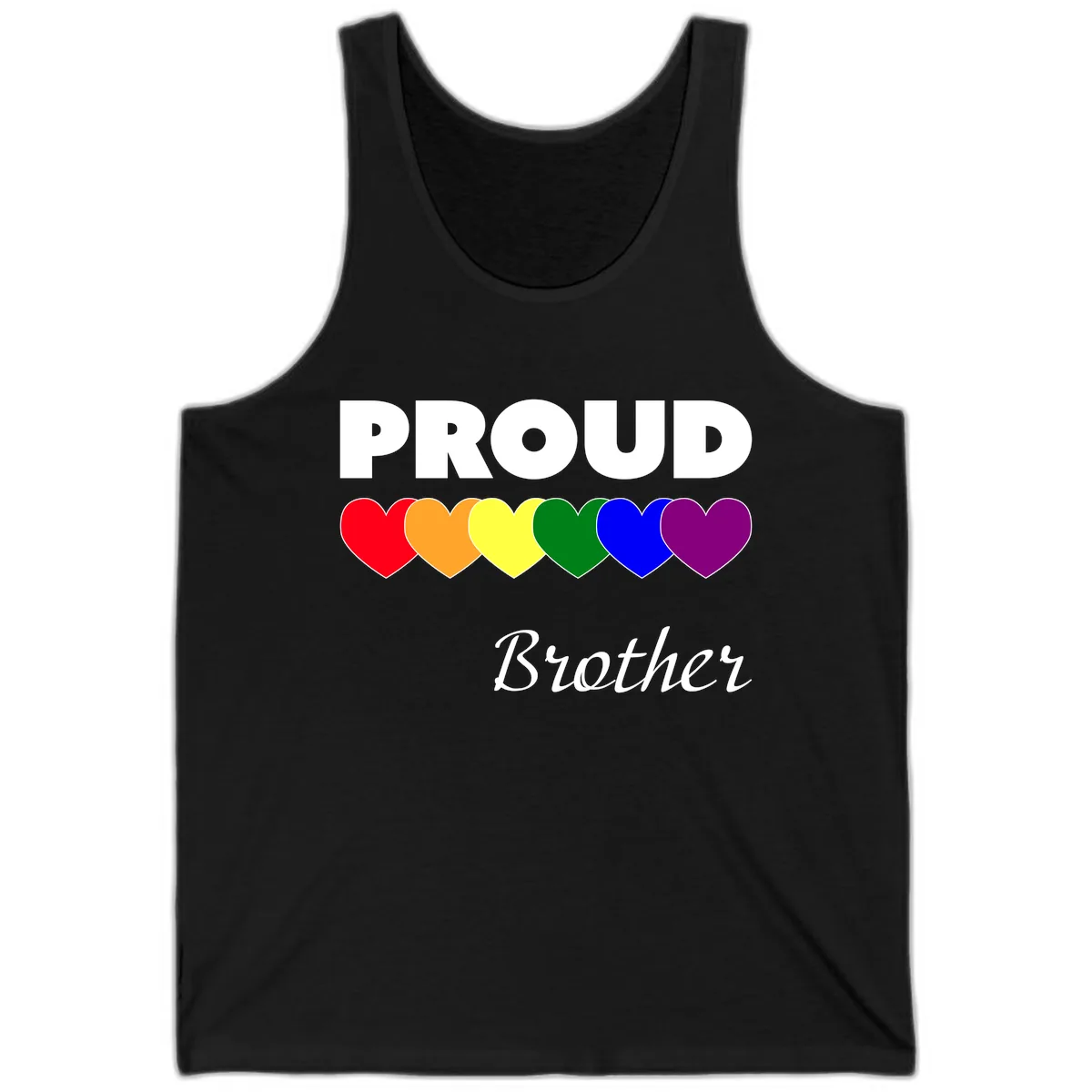 Proud Brother Rainbow Hearts Tank in Black