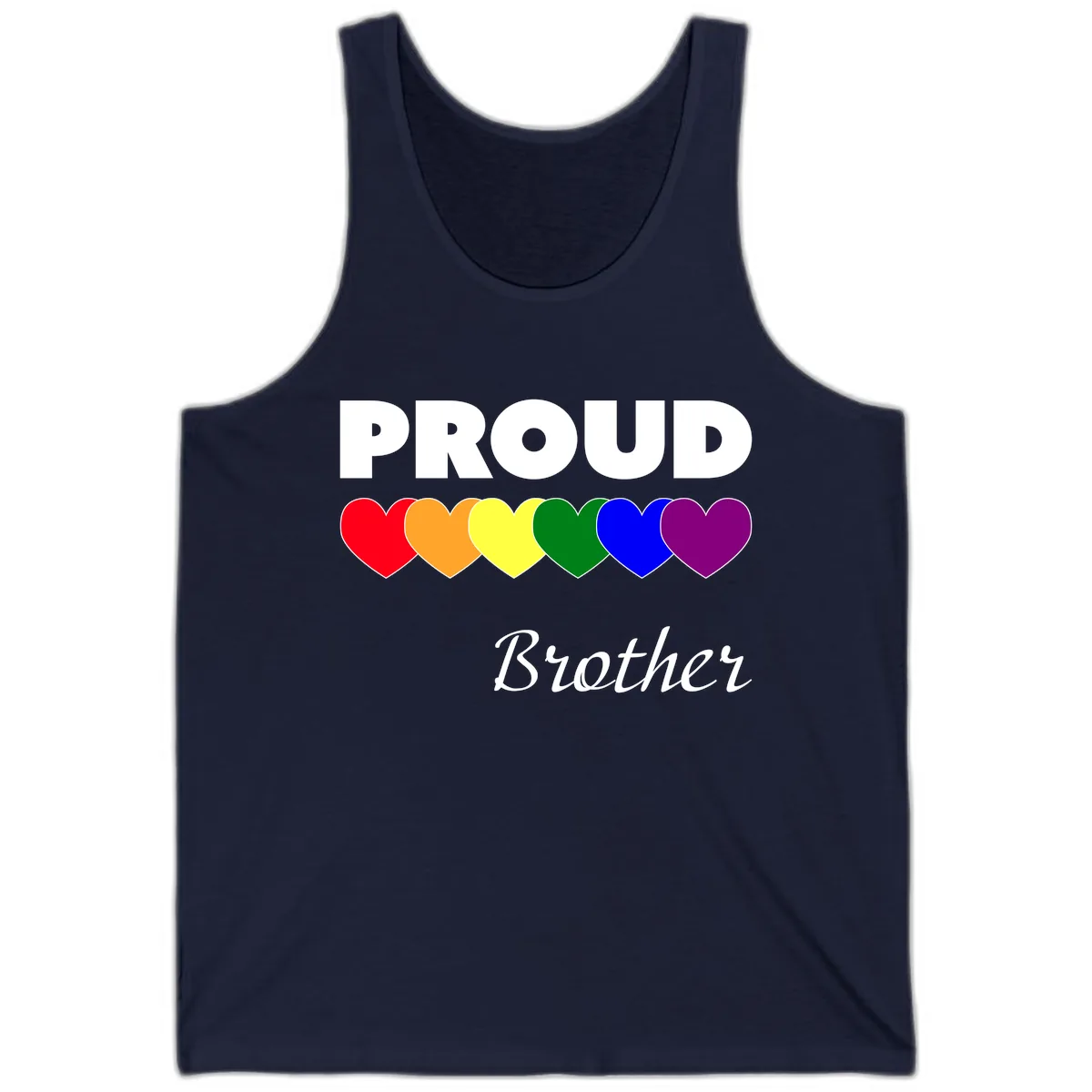 Proud Brother Rainbow Hearts Tank in Navy