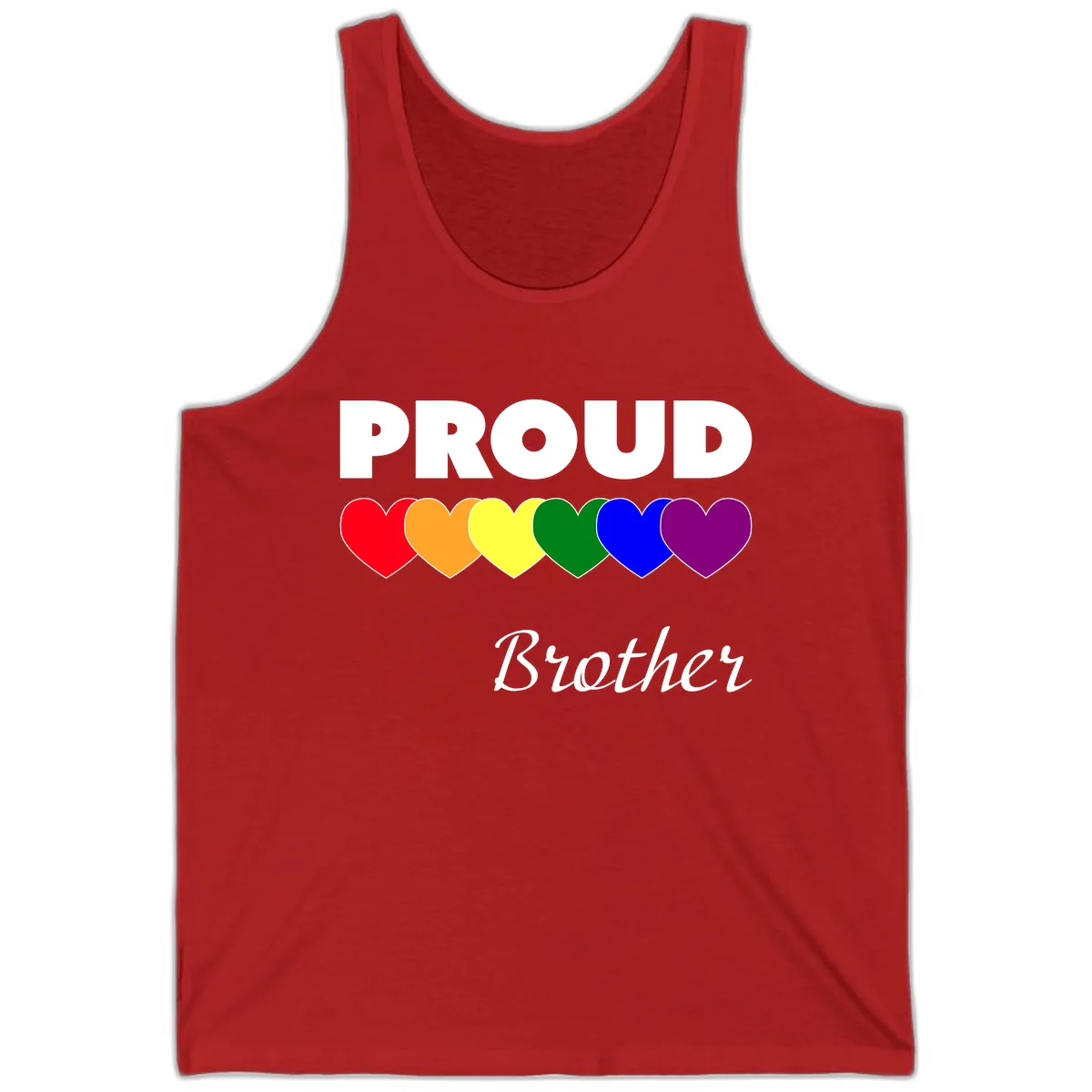 Proud Brother Rainbow Hearts Tank in Red