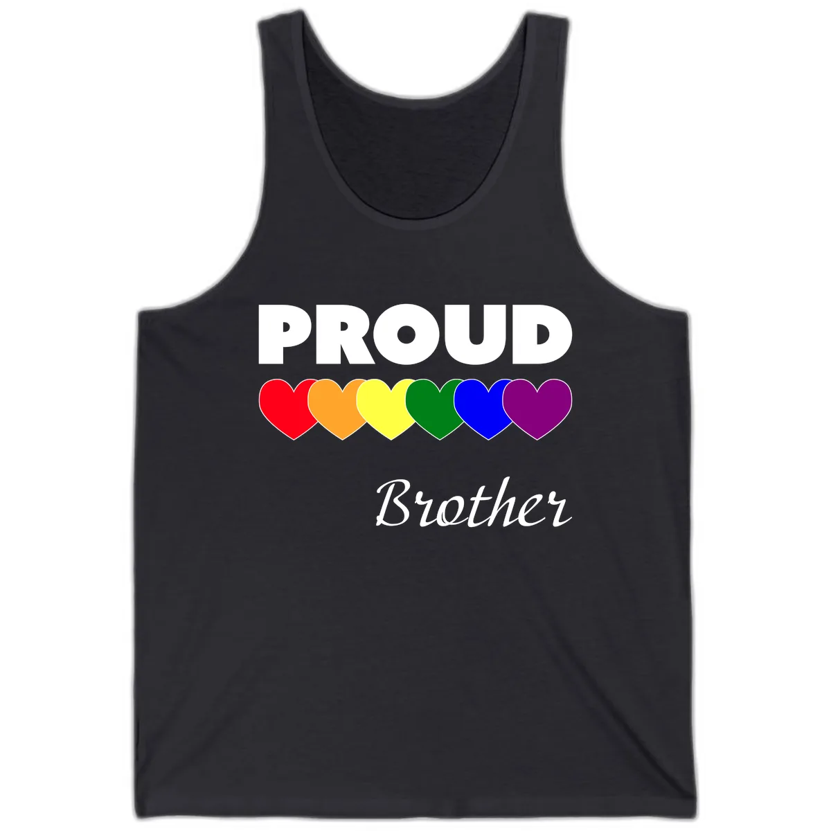Proud Brother Rainbow Hearts Tank in Dark Grey