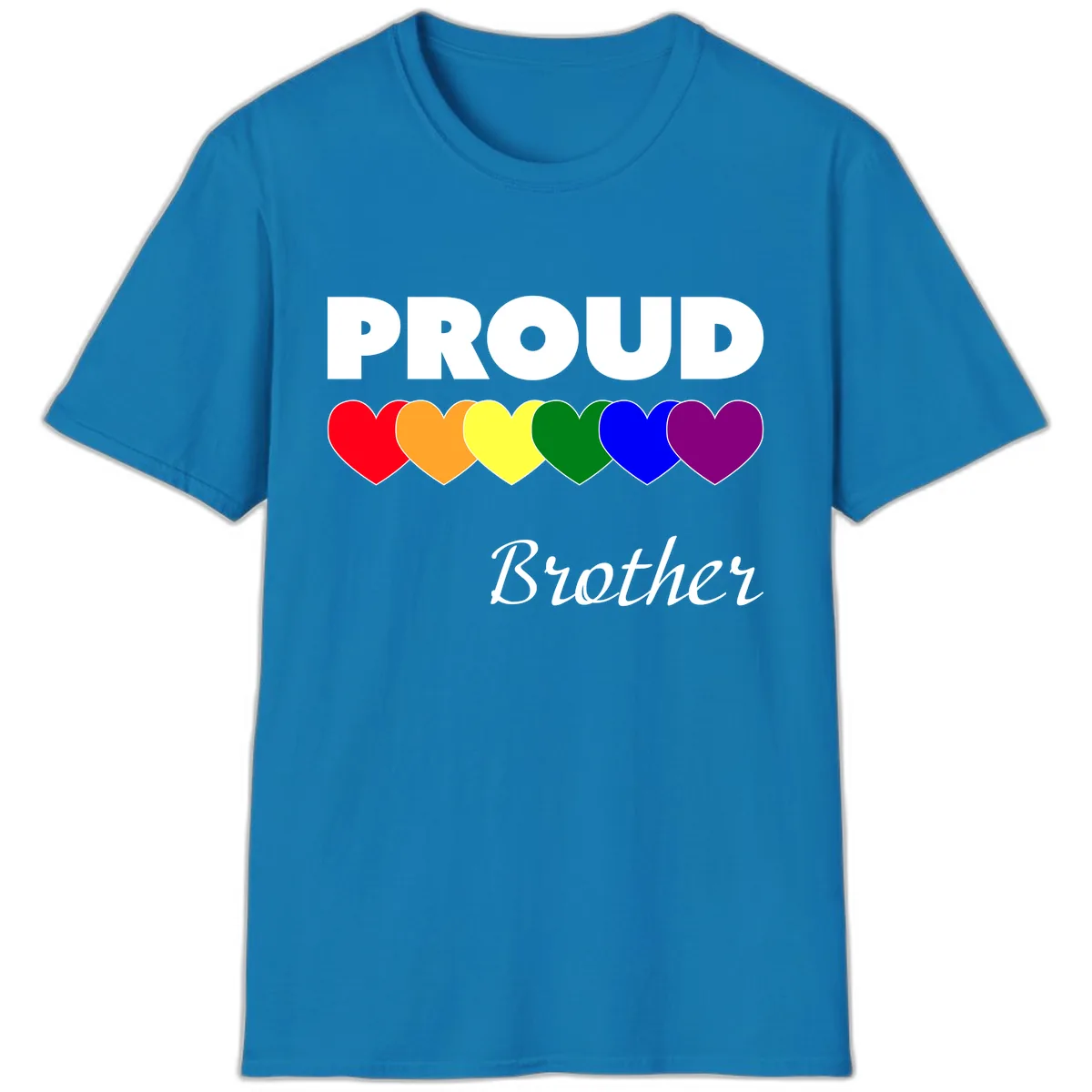 Proud Brother Rainbow Hearts T-Shirt in Sapphire
