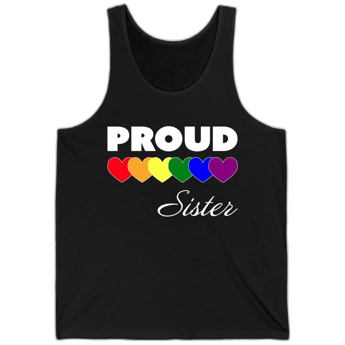 Proud Sister Rainbow Hearts Tank in Black