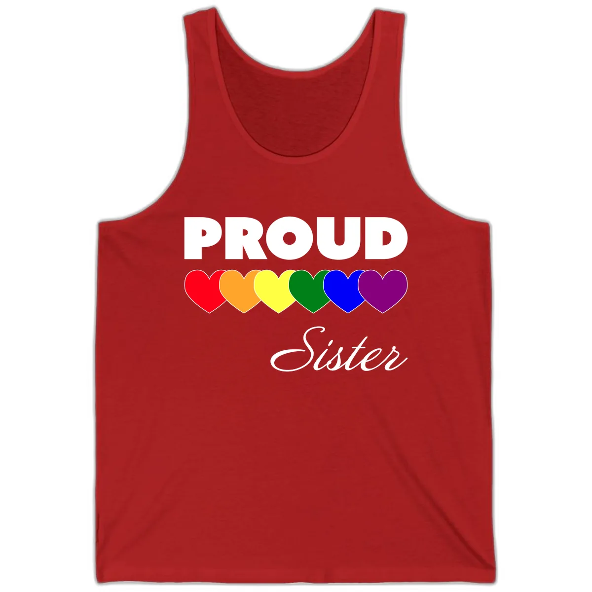 Proud Sister Rainbow Hearts Tank in Red