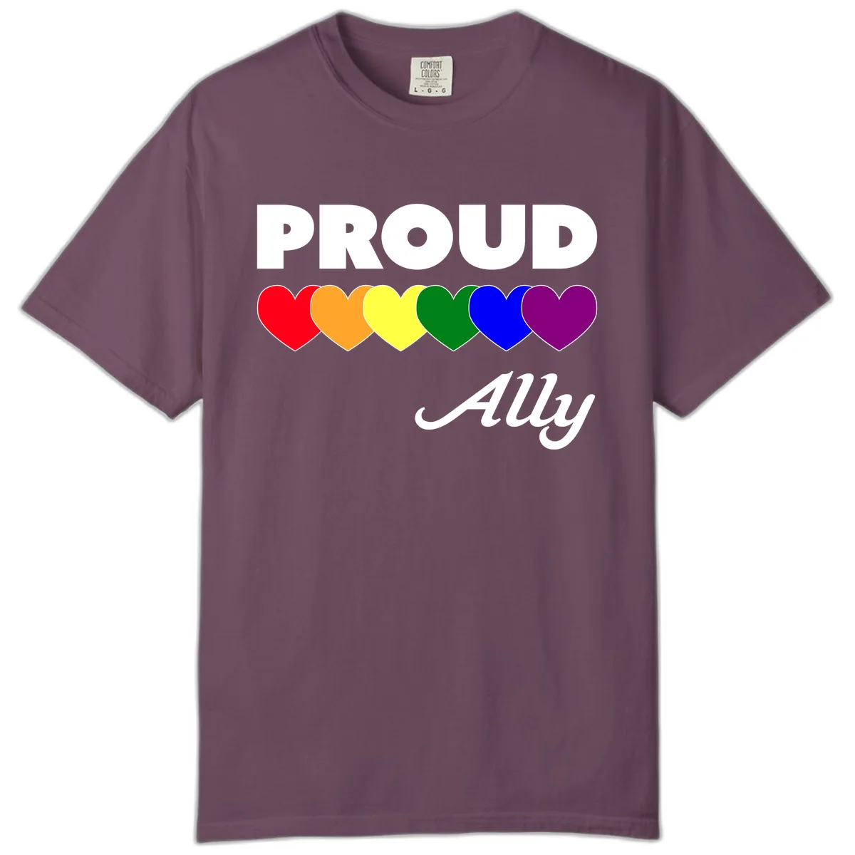 Proud Ally Rainbow Hearts Comfort Color in Berry