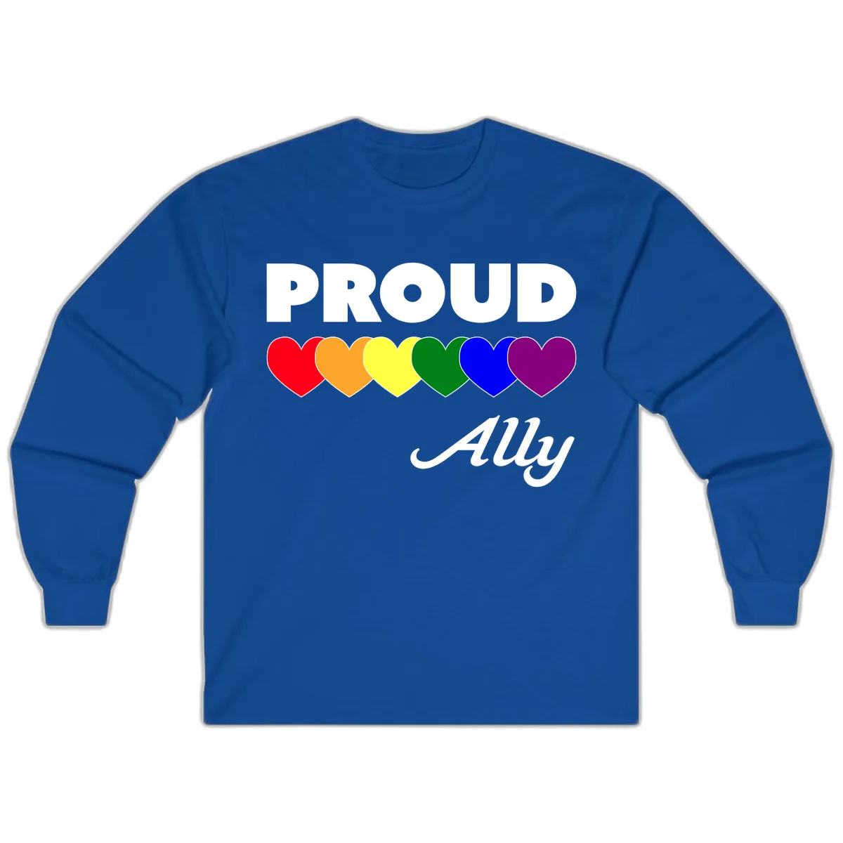 Proud Ally Rainbow Hearts Long Sleeve in Royal