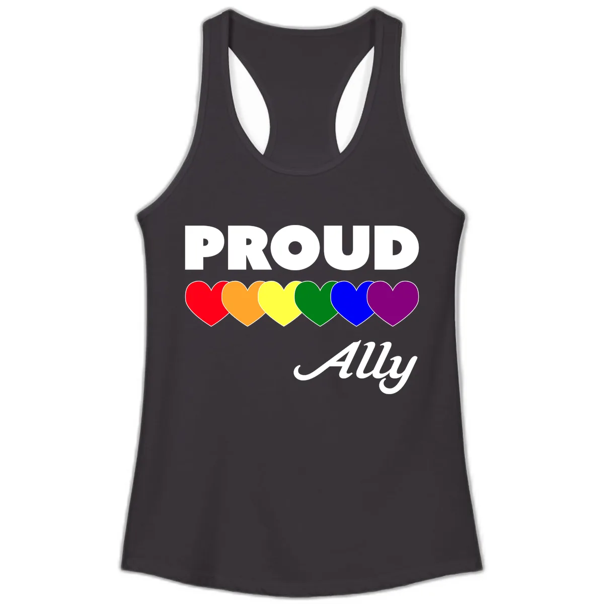 Proud Ally Rainbow Hearts Ladies Tank in Black