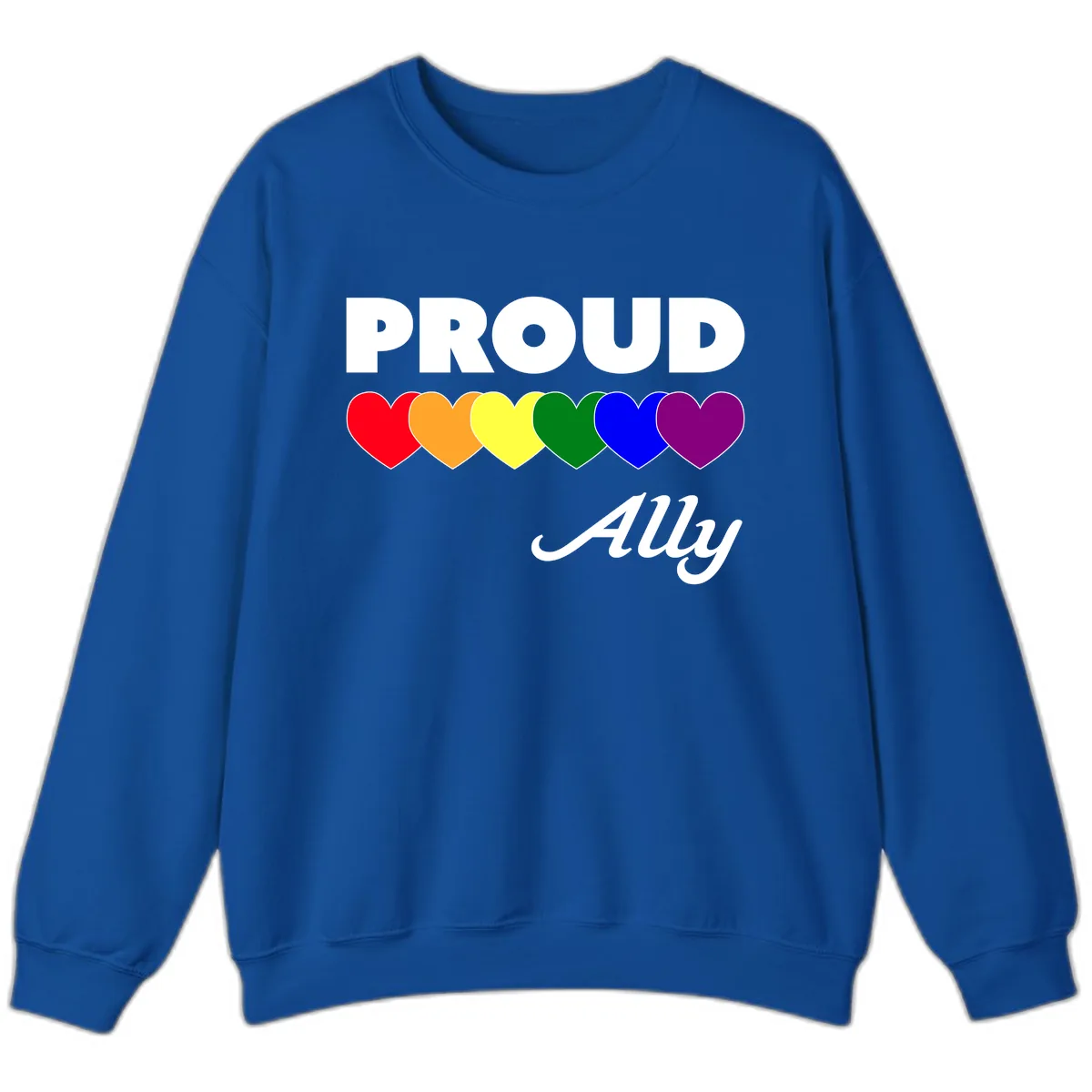 Proud Ally Rainbow Hearts Sweatshirt in Royal