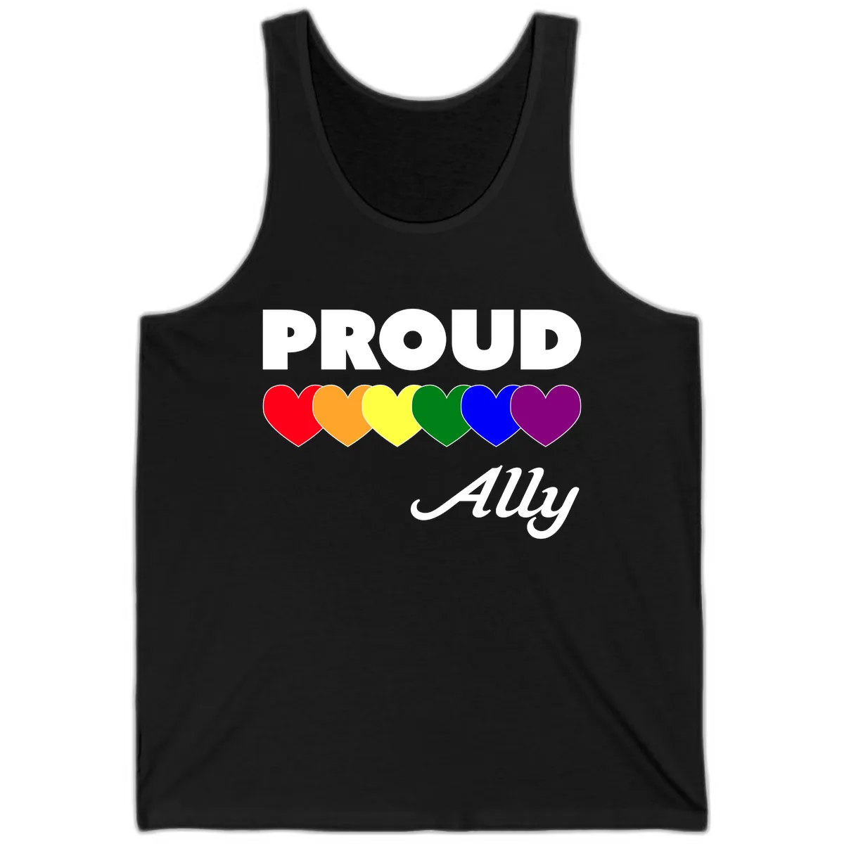 Proud Ally Rainbow Hearts Tank in Black