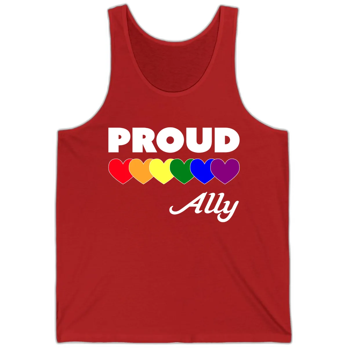 Proud Ally Rainbow Hearts Tank in Red