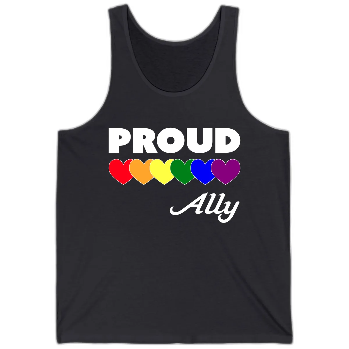 Proud Ally Rainbow Hearts Tank in Dark Grey